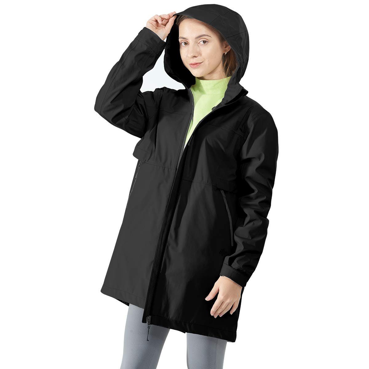 COSTWAY Fahrradjacke Damen Regenjacke mit Kapuze, wasserdicht