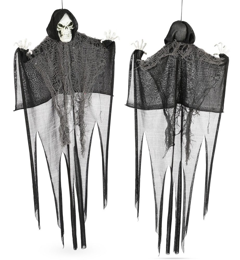 Fries Dekohänger XXL Halloween Deko Skelett Totenkopf Hänger 70 cm Bewegliche Hände, 70 cm Hoch