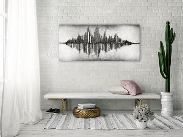 KUNSTLOFT Holzbild Frequency 1001 120x55 cm, handgefertiges Wandbild aus Holz