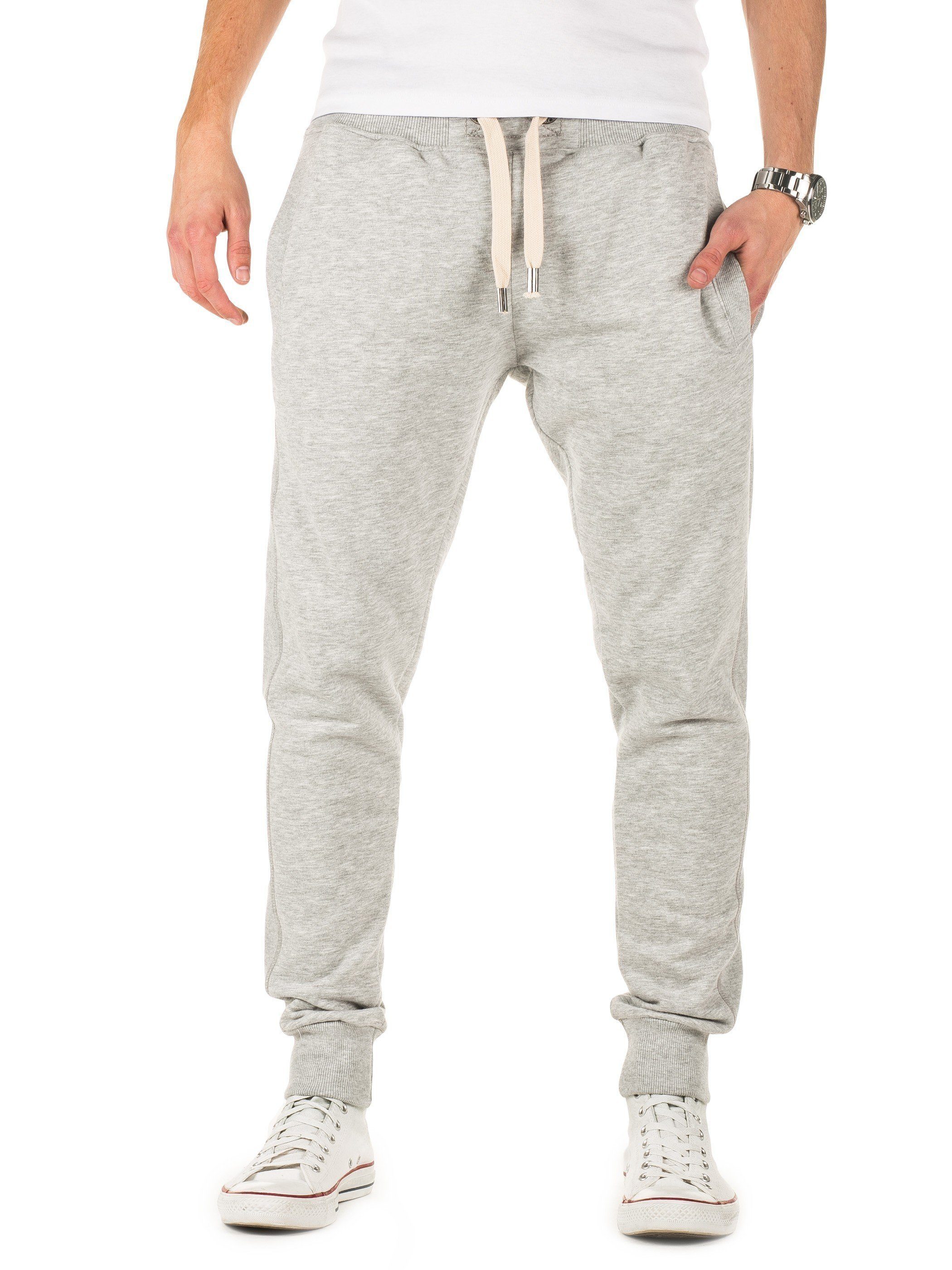Yazubi Jogginghose Sweatpants Edward mit elastischem Bund mit Kordelzug in Unifarbe Grau (mirage gray 154703)