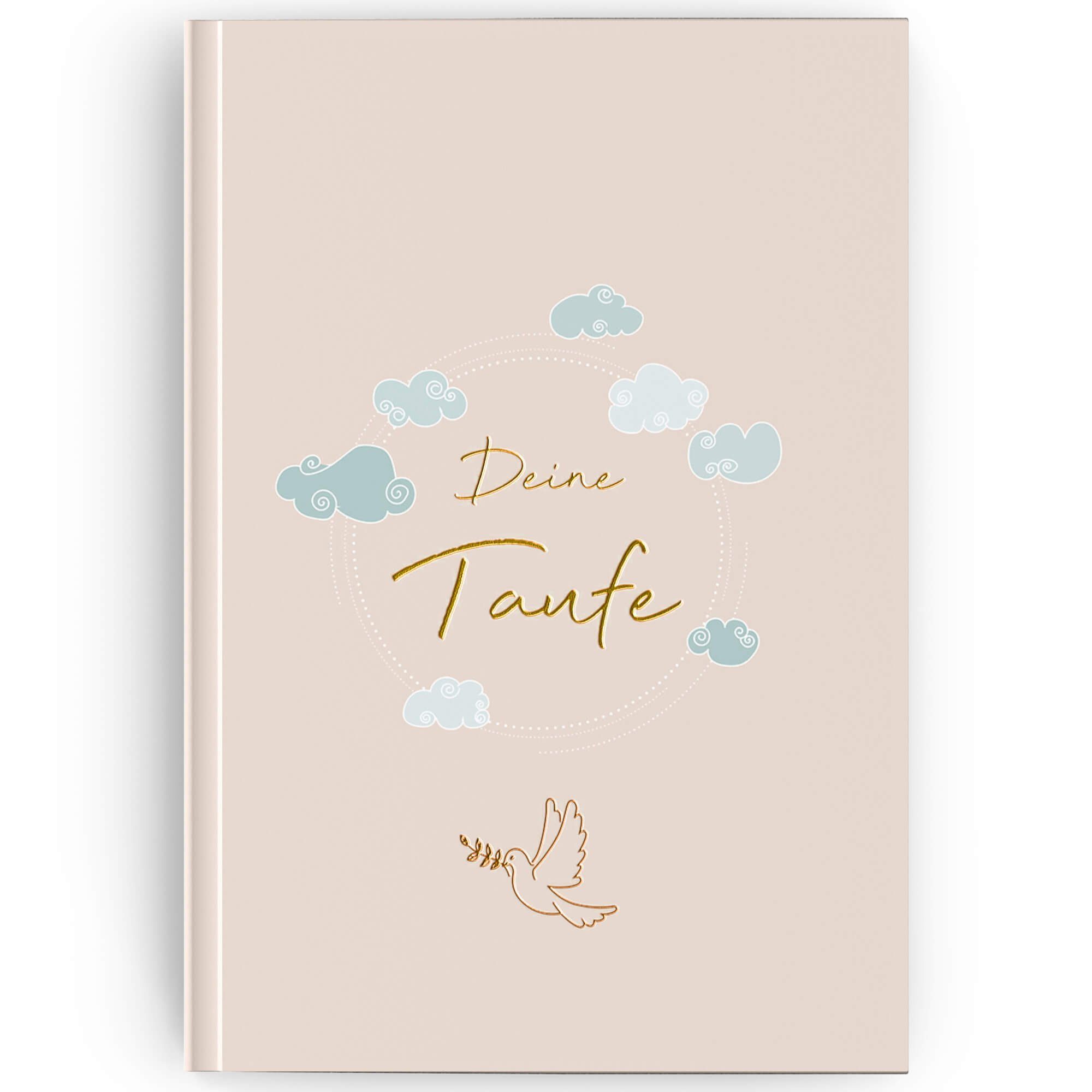 LEAF & GOLD Tagebuch Taufbuch "Deine Taufe", Edles Geschenk zur Taufe für Mädchen und Jungen, Erinnerungsbuch zum