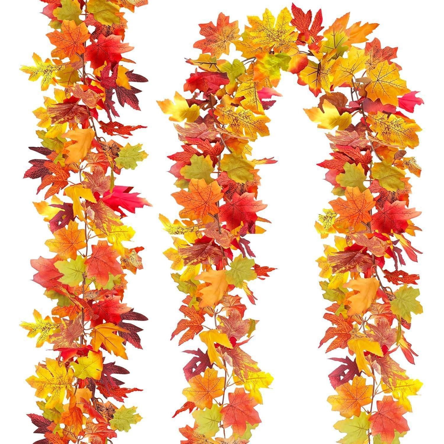 LuxusKollektion Girlanden Herbstgirlande Ahornblätter 174cm 2Stück Haken Fenster Orange B