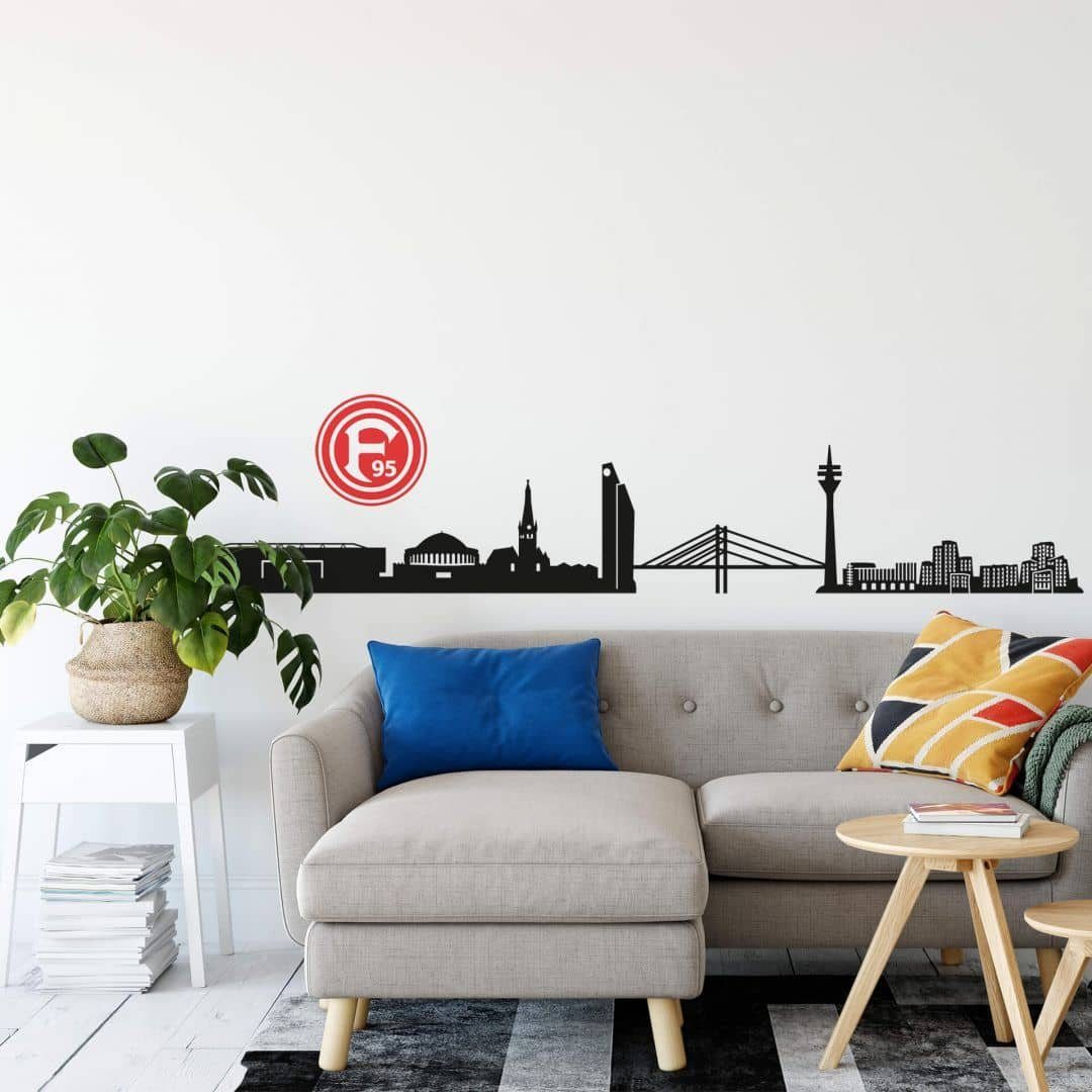 Fortuna Düsseldorf Wandtattoo Fußball Wandtattoo Fortuna Düsseldorf Skyline schwarz Logo Rot F95 Aufkleber, Wandbild selbstklebend, entfernbar