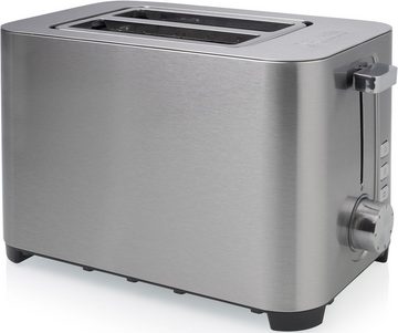 PRINCESS Toaster 142400, 2 kurze Schlitze, 850 W, Edelstahl, Brötchenaufsatz, 7 Bräunungsstufen, Krümelschublade