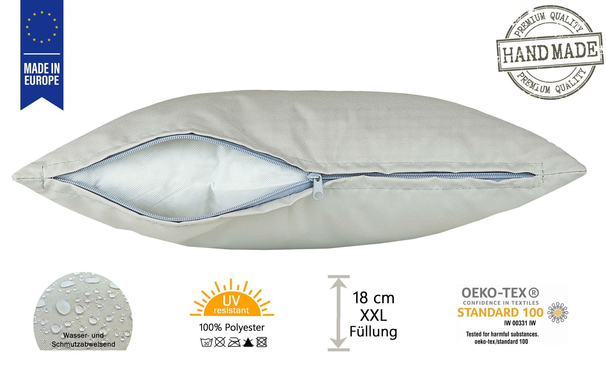 JACK Dekokissen 60x60cm Outdoor Lounge Kissen inkl. XXL Füllung, starke Füllung, strapazierfähig, wasserabweisend, In- und Outdoor