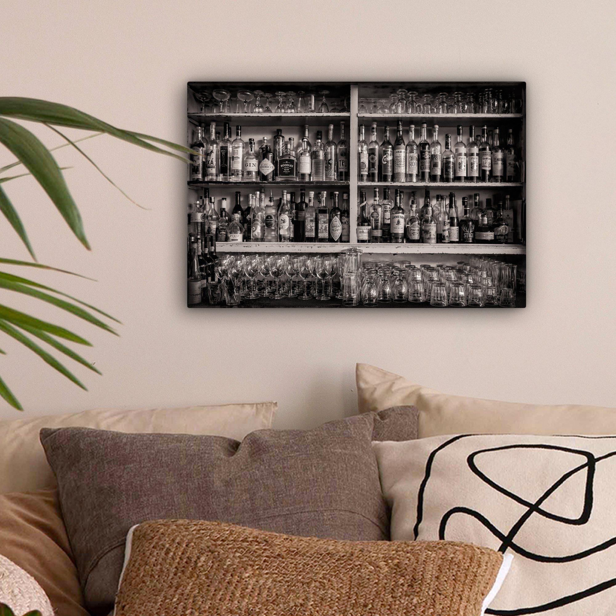 OneMillionCanvasses® Leinwandbild Bar - Alkohol - Spirituosen - Stilleben, Fotodruck (1 St), Leinwand Bilder Klein, Wand Dekoration Aesthetic 30x20 cm