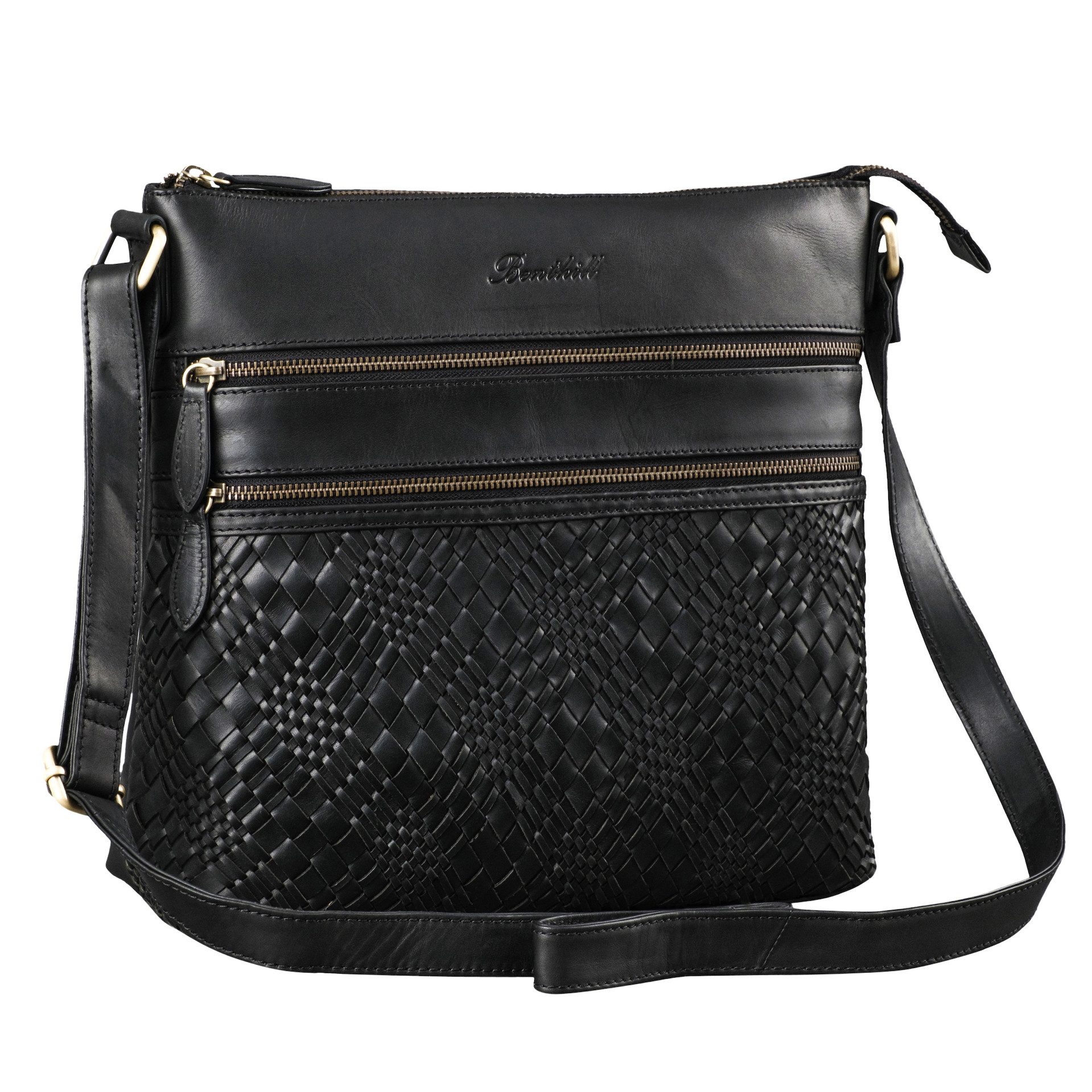 Benthill Umhängetasche Damen Echt Leder Schultertasche Frauen Handtasche Vintage Shopper Bag, Schultergurt / Umhängegurt Reißverschlussfach