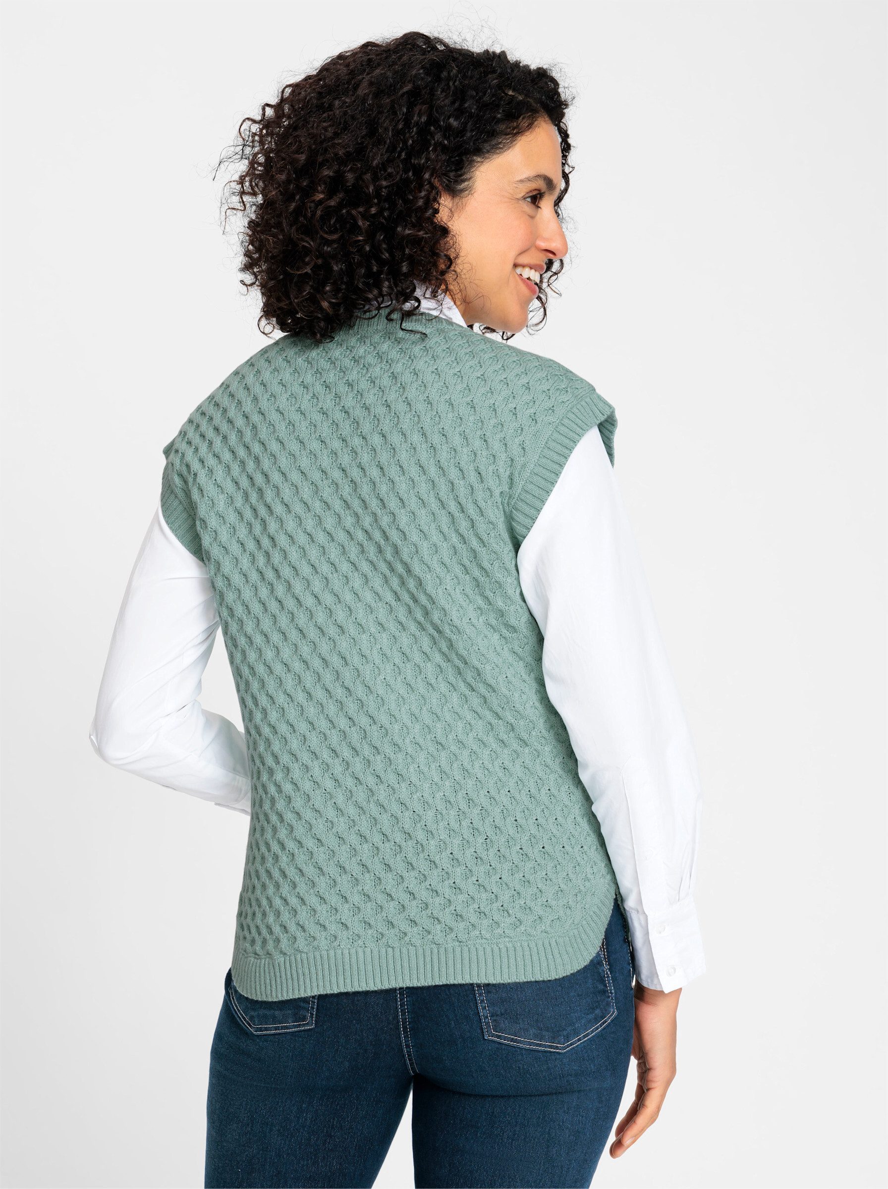 Witt Strickpullover Pullunder Ärmellos Zopfmuster