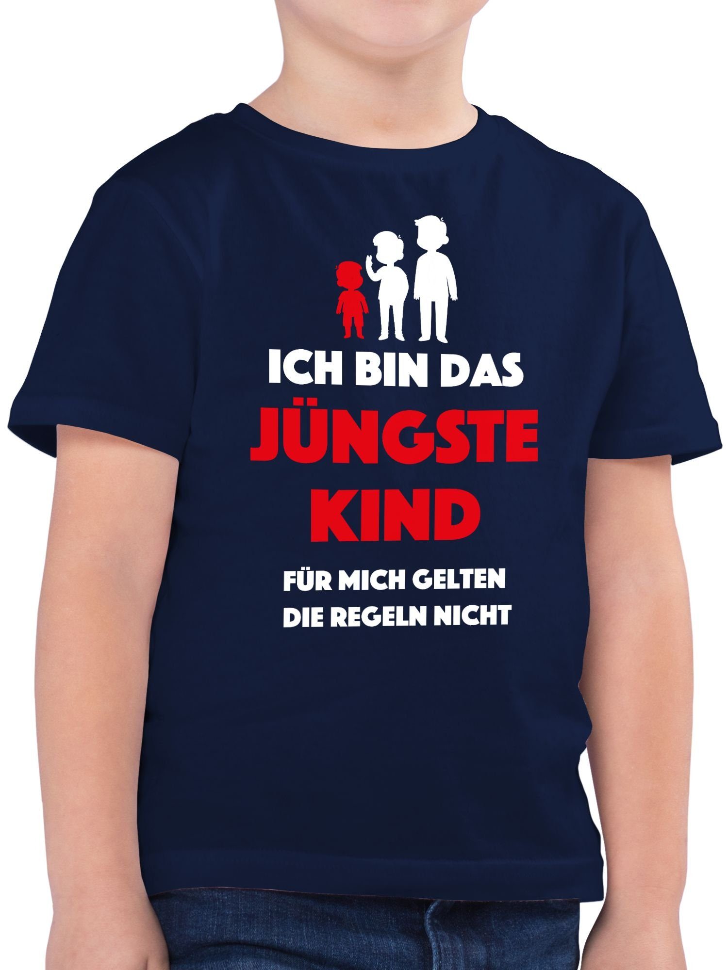 Shirtracer T-Shirt Ich bin das jüngste Kind. Für mich gelten die Regeln nicht Statement Sprüche Kinder 1 Dunkelblau