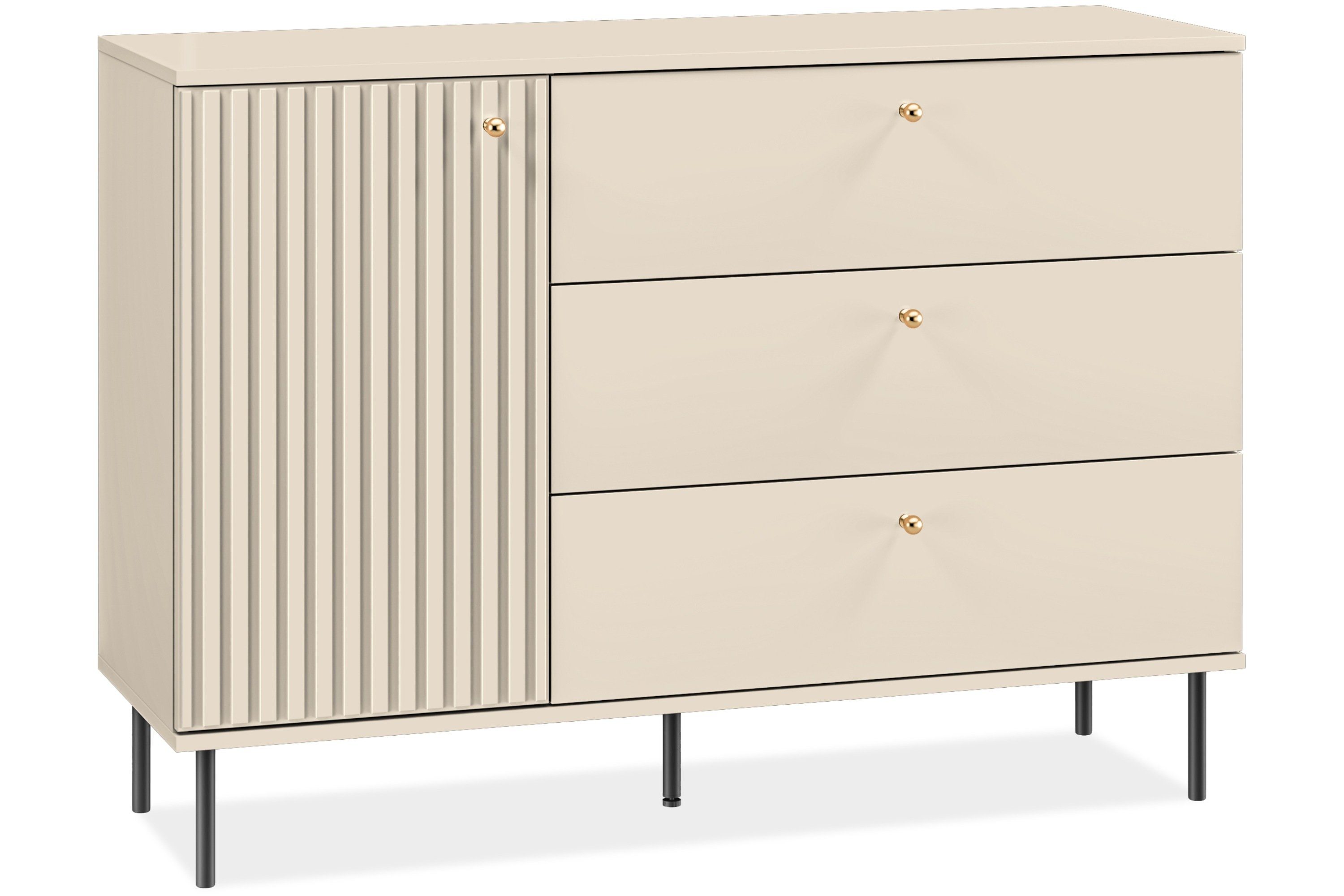 KONSIMO® Kombikommode DROMA Kommode mit Schubladen, hergestellt in der EU, Elegant und Loft, mit Goldelementen