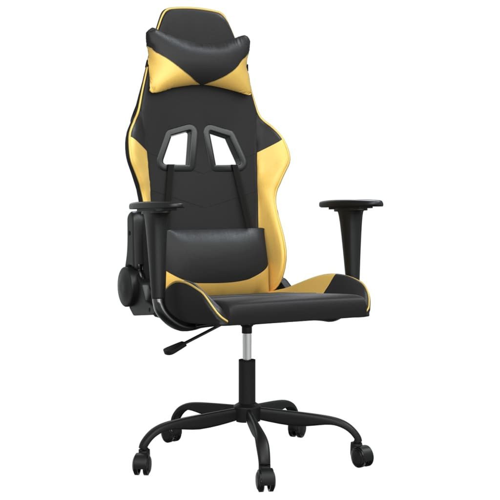 furnicato Gaming-Stuhl Schwarz und Gold 66x56x(120,5-131) cm (1 St)