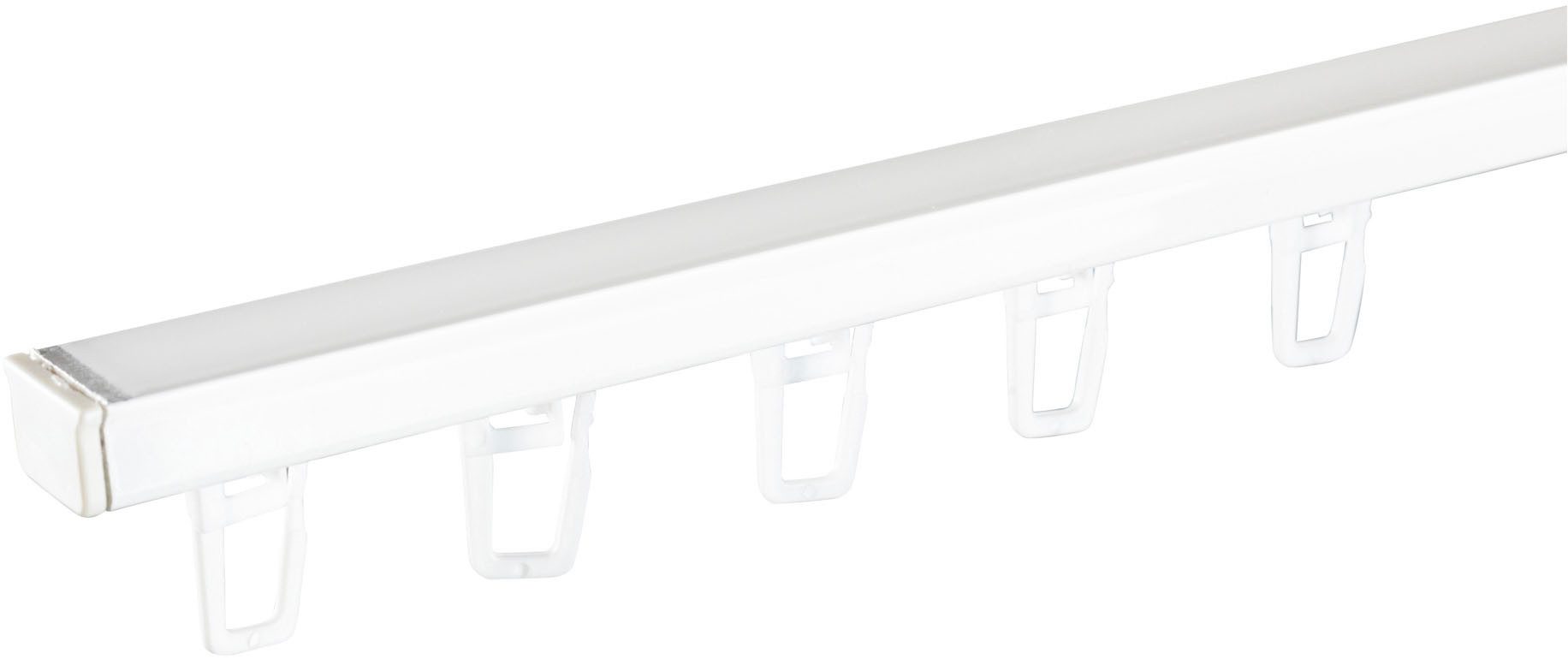 SN DECO GROUP Gardinenschiene Objektschiene RS, 1-läufig, Fixmaß, mit Bohren, verschraubt, Aluminium, vorgebohrt, Aluminium, Innenlauf, Vorhangschiene