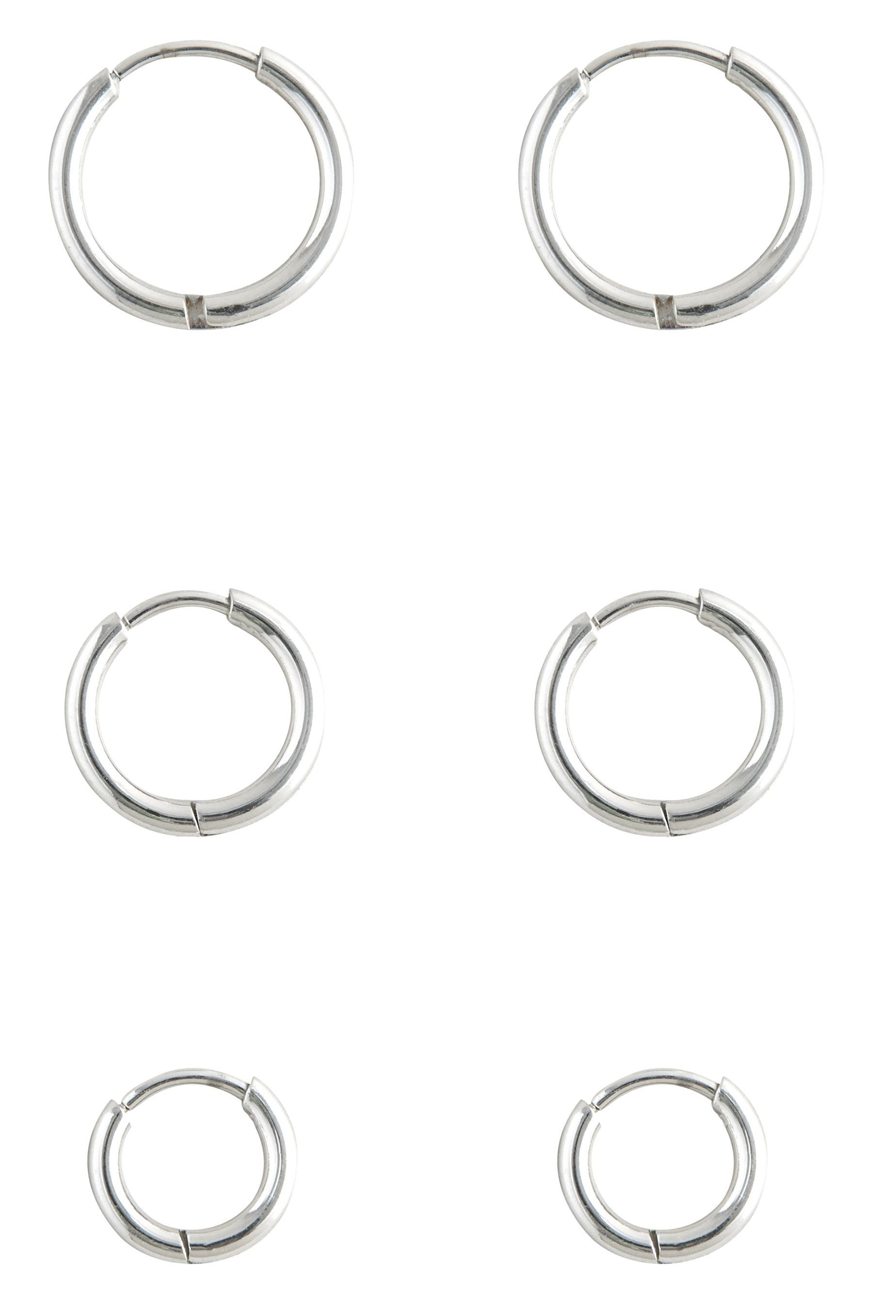 Paar Creolen Wasserdichte Huggie Edelstahl-Creolen, 3er-Pack