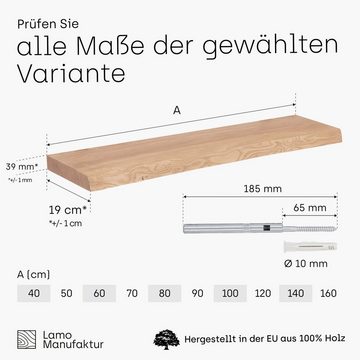 LAMO Manufaktur Wandregal Invisible mit Würth Dübel, Komplett-Set, 40mm stake Massivholzplatte