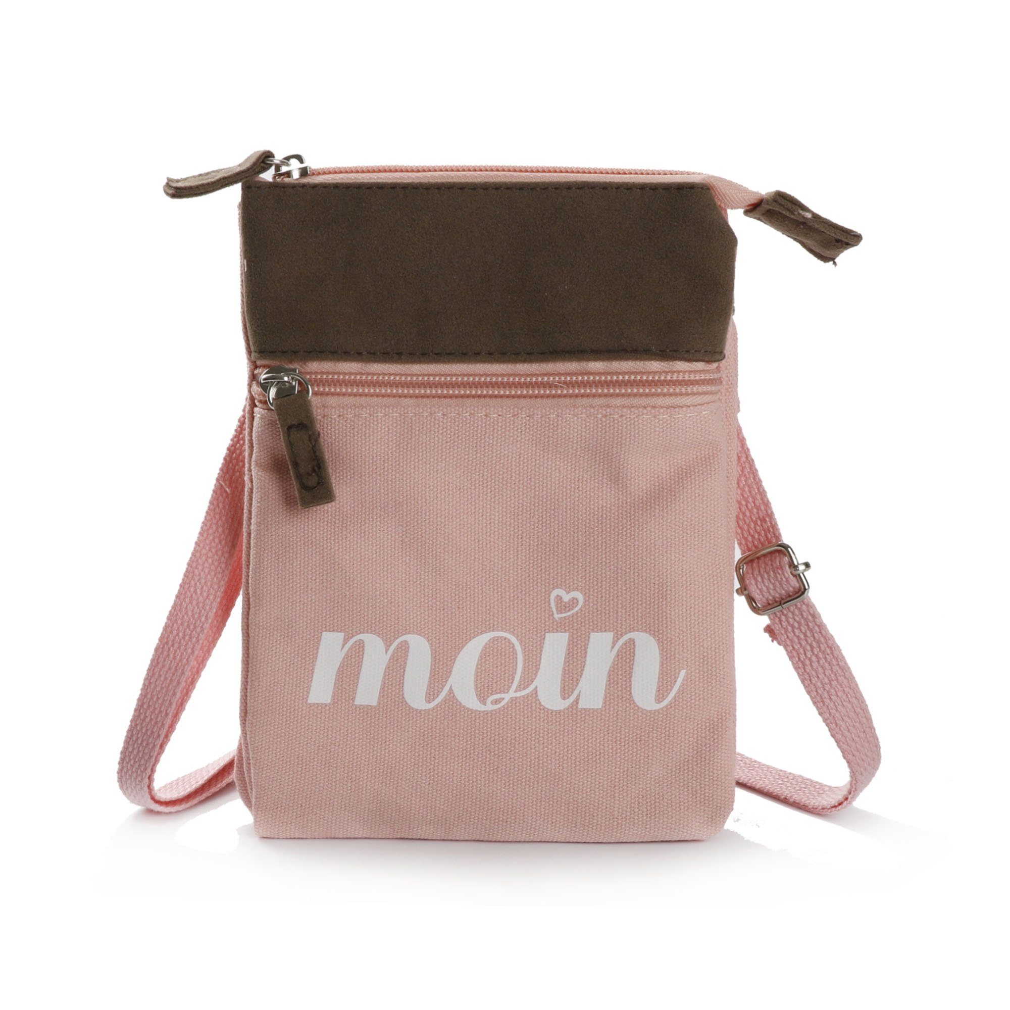 Sonia Originelli Umhängetasche Crossbody Bag Brustbeutel maritim Moin Herz rosa | Umhängetaschen