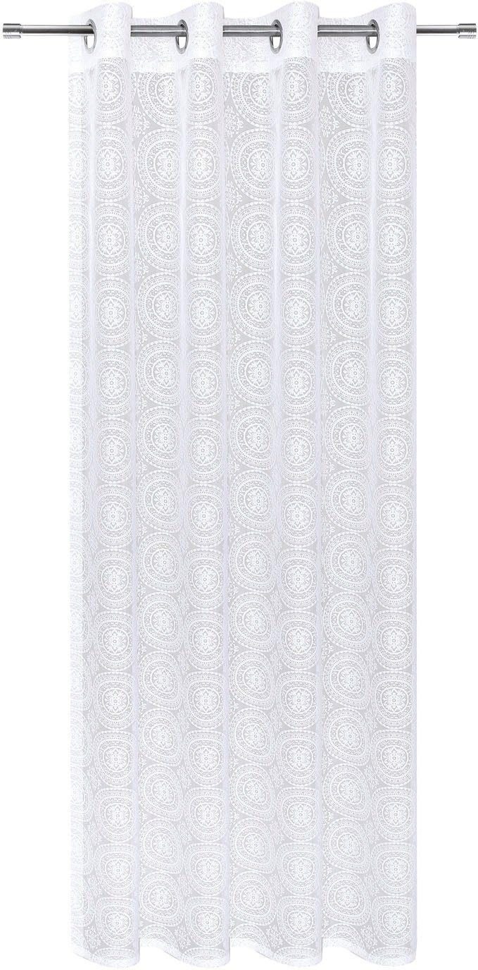 Gerster Gardine Debby (1 St), Ösen, halbtransparent, Wirkware, Ausbrenner Ösenschal "Debby" mit Ornamenten
