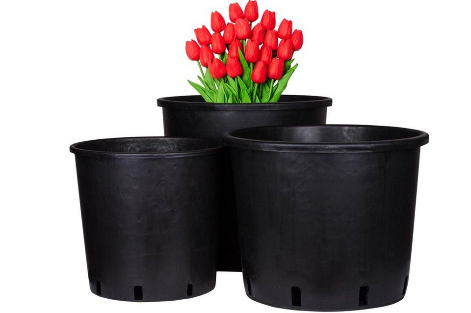 Weedness Blumentopf Blumentopf Rund Kunststoff Schwarz für Innen & Außen  Pflanzkübel