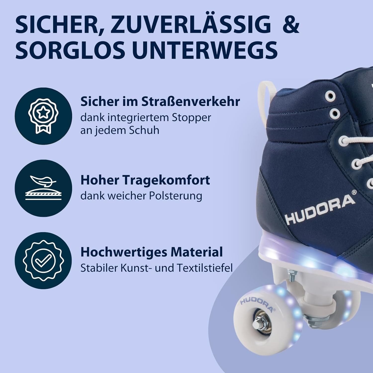 Hudora Rollschuhe LED Roller Skates, (Set, 1-St., Roller Skates), ‎33 Millimeter ‎Roller Skates ‎Kinder & Jugendliche. Größe	29/30