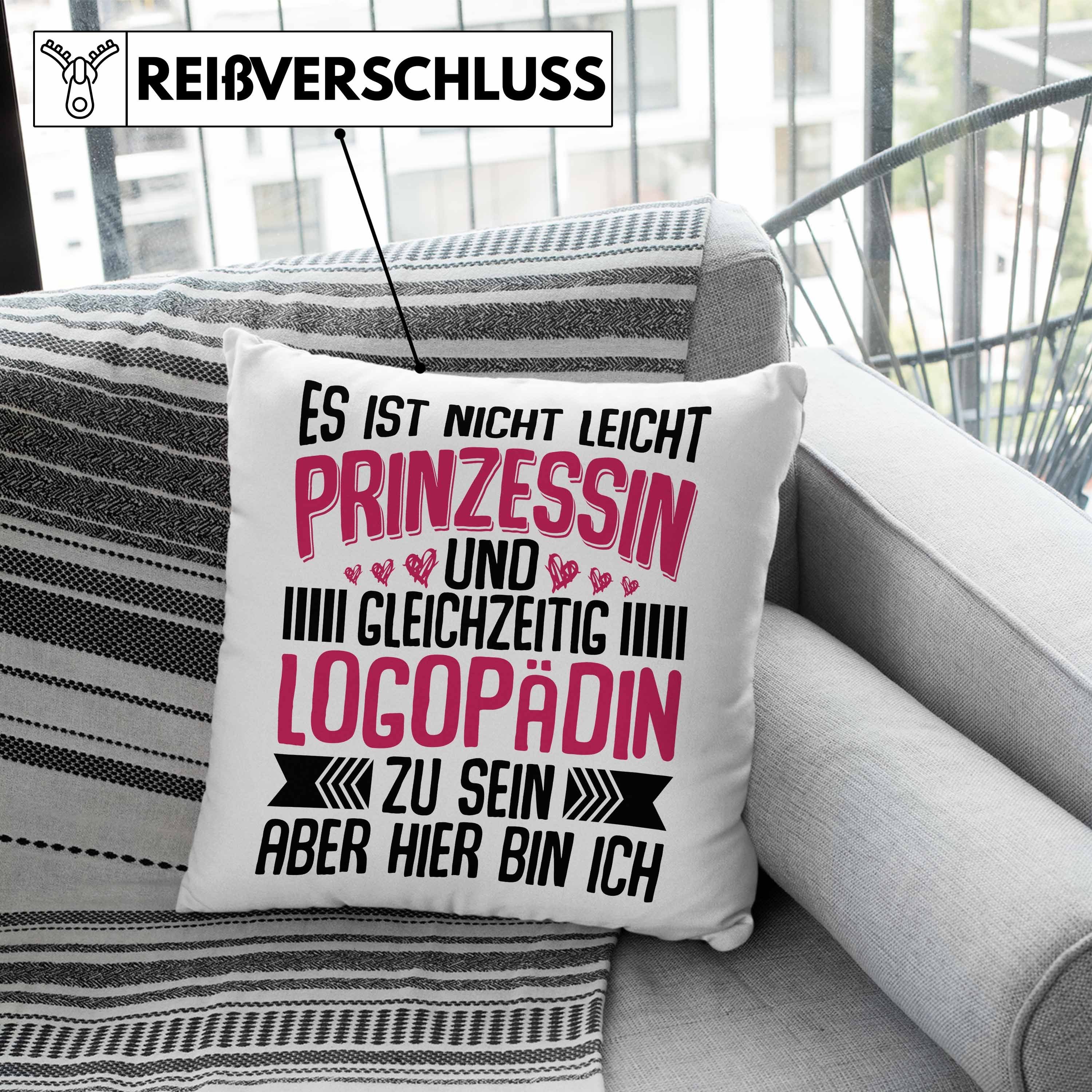 40x40 Trendation Logopädie Kissen mit - Geschenk Trendation Dekokissen Logopädin Spruch Grün Dekokissen Füllung