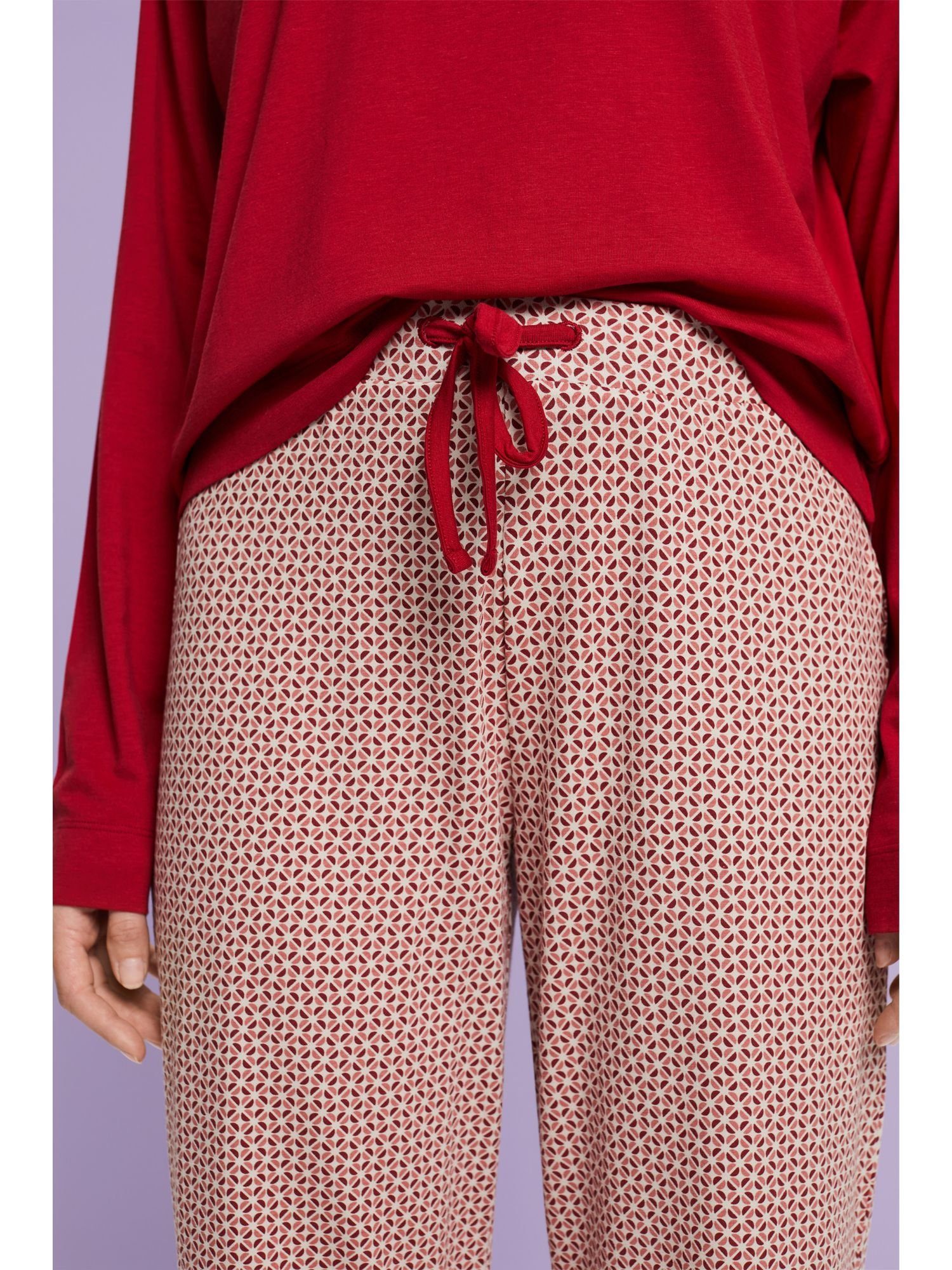 Esprit Pyjama Langes Pyjama-Set aus Jersey RED NEW
