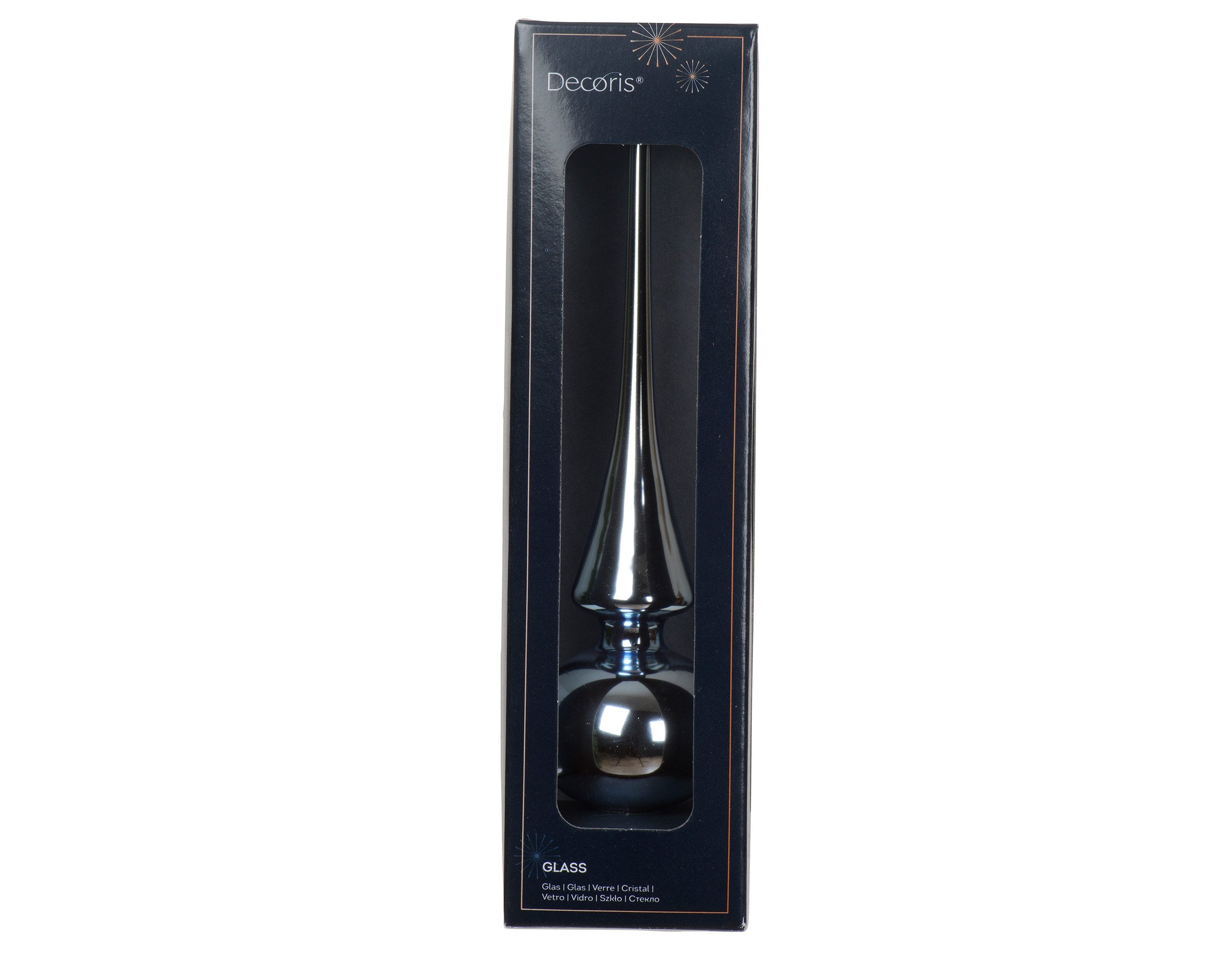Kaemingk Christbaumspitze, Christbaumspitze Glas 26cm - Eisblau glänzend