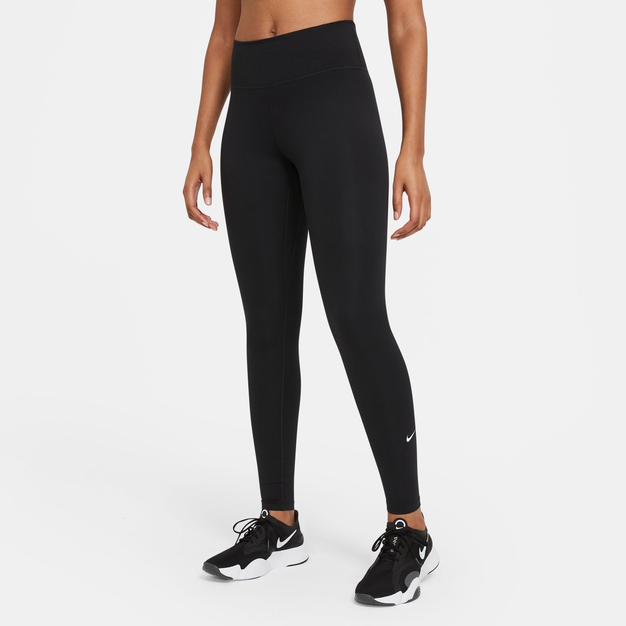 Nike Trainingstights ONE WOMEN'S MID-RISE LEGGINGS schwarz | Trainingshosen