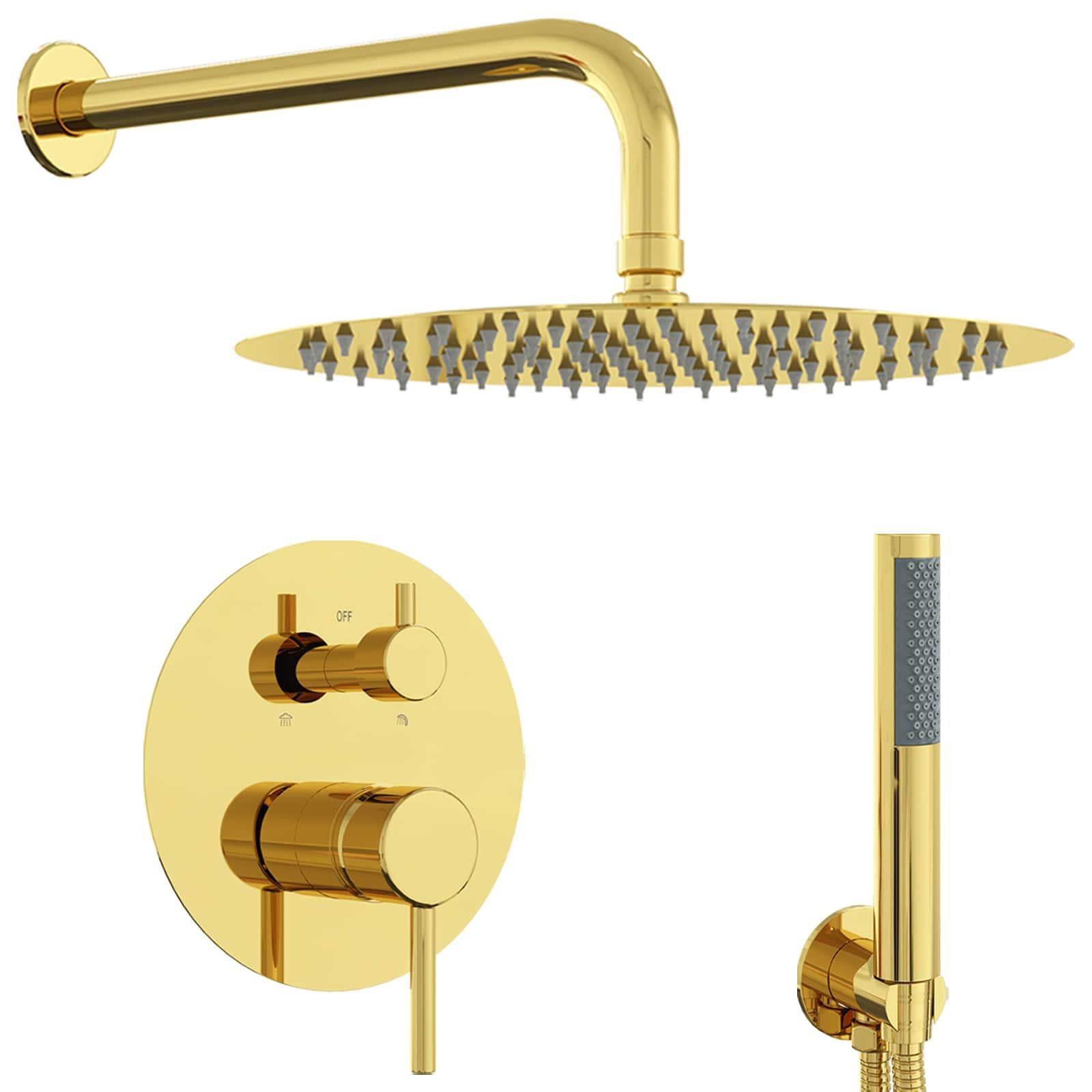 vidaXL Regenduschkopf Verdecktes Duschsystem (Rund) Gold Edelstahl 201, (1-tlg)