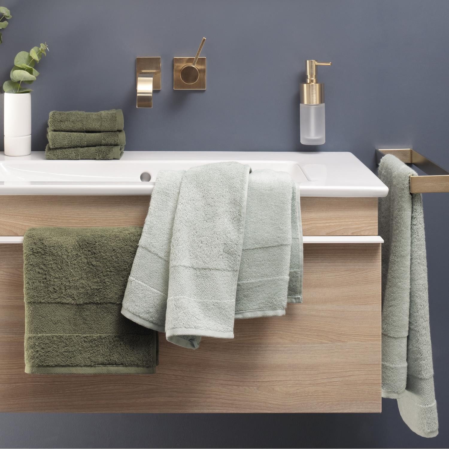 Villeroy & Boch Handtuch 2 Stück Villeroy & Boch Handtücher One 2550-774 graphit 50x100, Walkfrottier (Spar-Set, 2-St), 100% Baumwolle