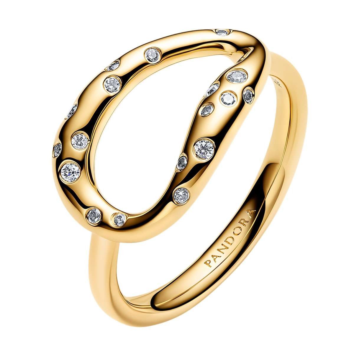 Pandora Fingerring 164676C01, Statement-Ring für Frauen mit Steinen Besetzt Goldfarben
