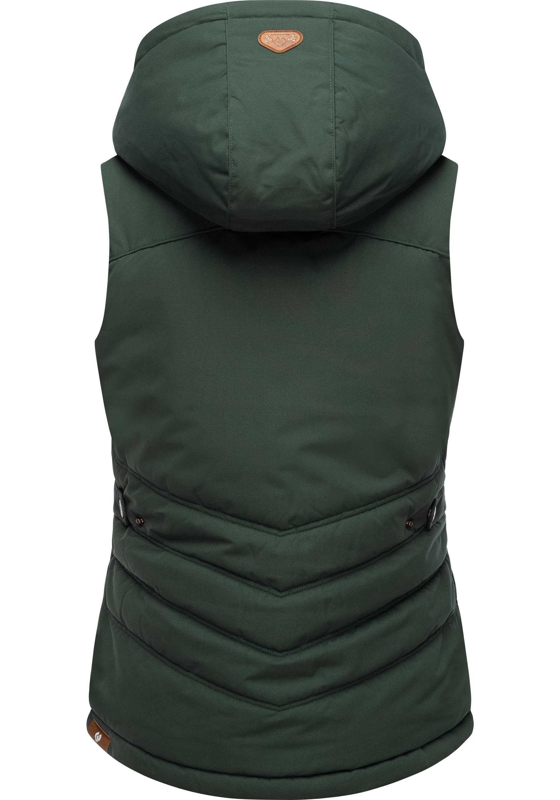 Ragwear Steppweste Hesty Wasserdichte Outdoor-Weste mit abnehmbarer Kapuze