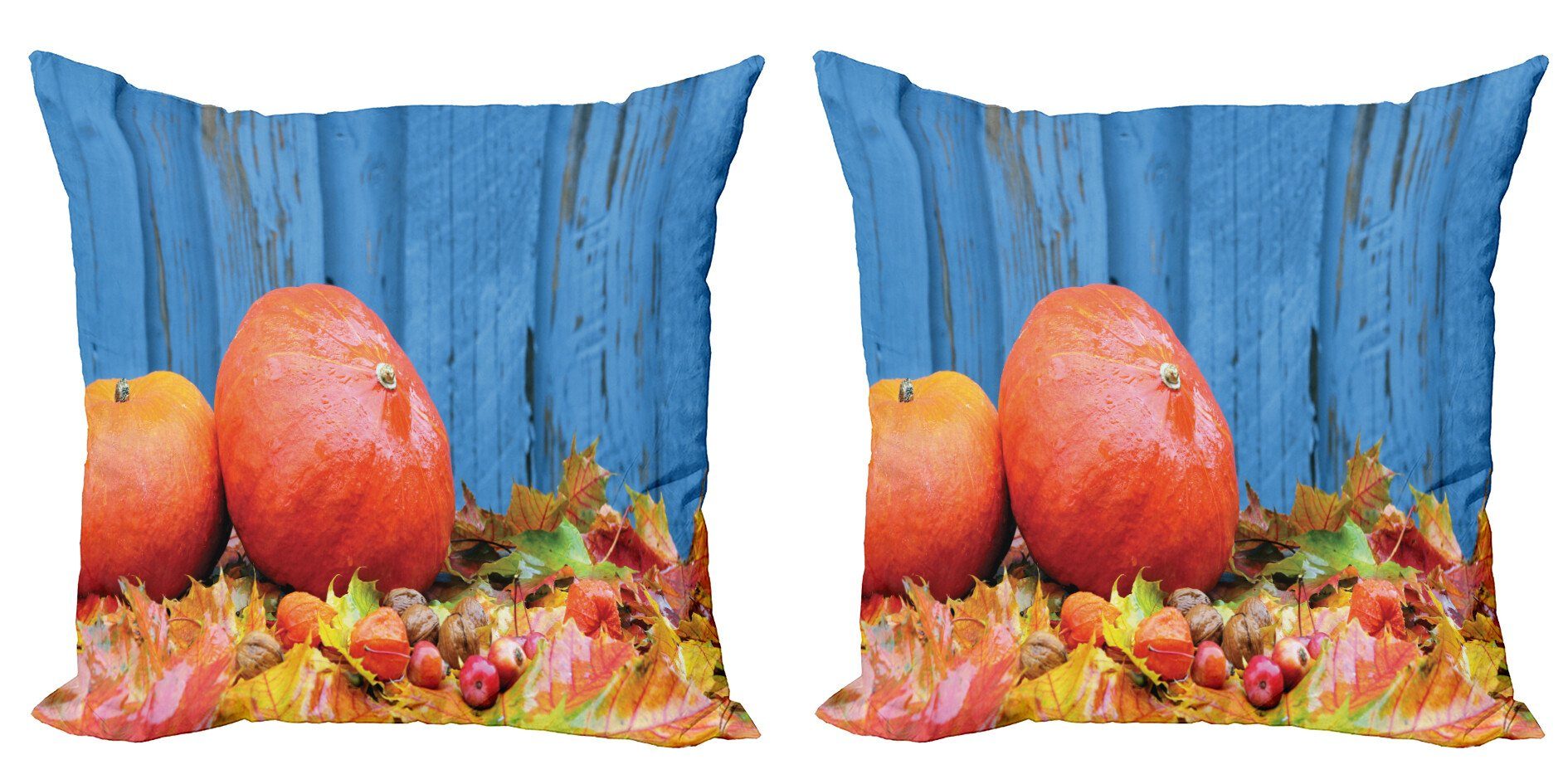 Kissenbezüge Modern Accent Doppelseitiger Digitaldruck, Abakuhaus (2 Stück), Herbst-Kürbis Obst und Fall-Blatt