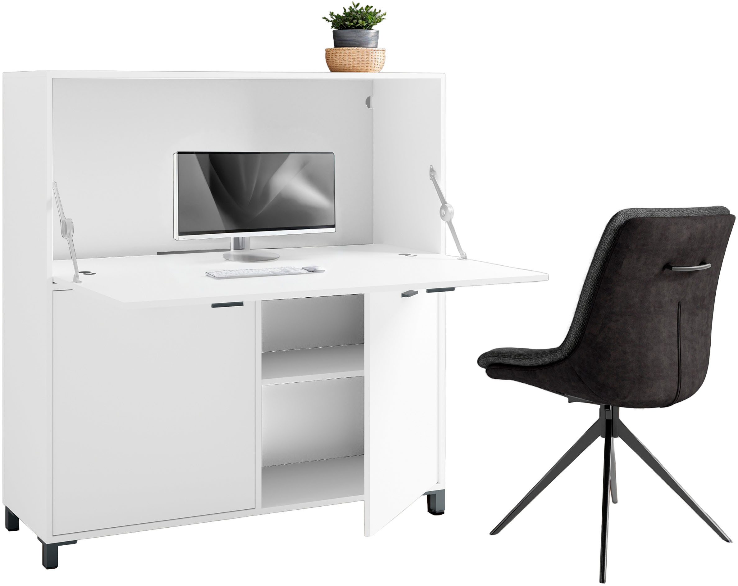 byLIVING Sekretär Montana, platzsparende Arbeitslösung mit viel Stauraum, Breite 120 cm