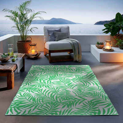 Teppich Outdoor & Indoor Teppich, TaCa Home, rechteckig, Höhe: 3 mm, Terrasse Balkon Garten Wohnzimmer Küche, Hellgrün - 80 x 150 cm