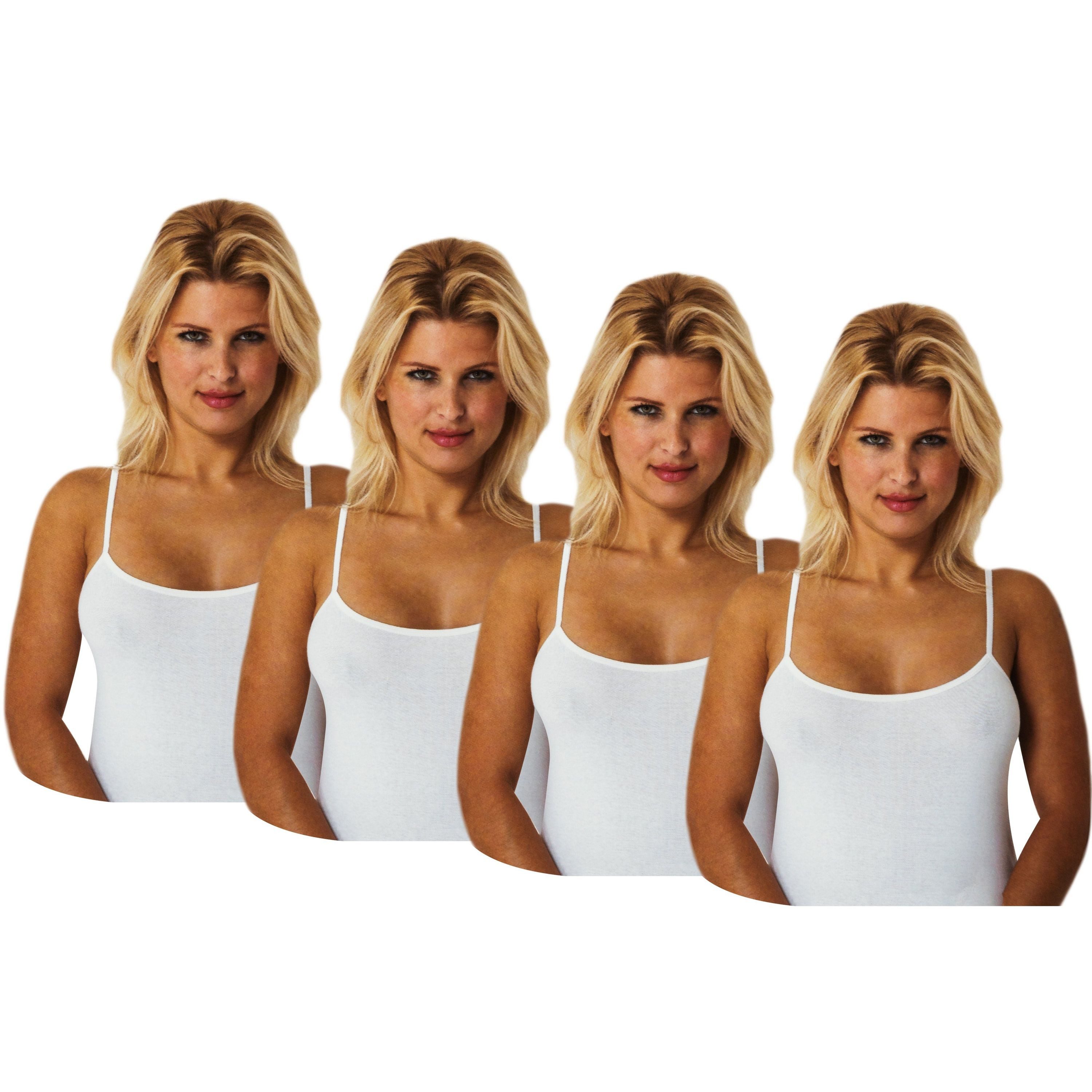 Spaghettitop 2 bis 6 Damen Unterhemd Top Baumwolle Tank Shirt Lady Damentop Träger