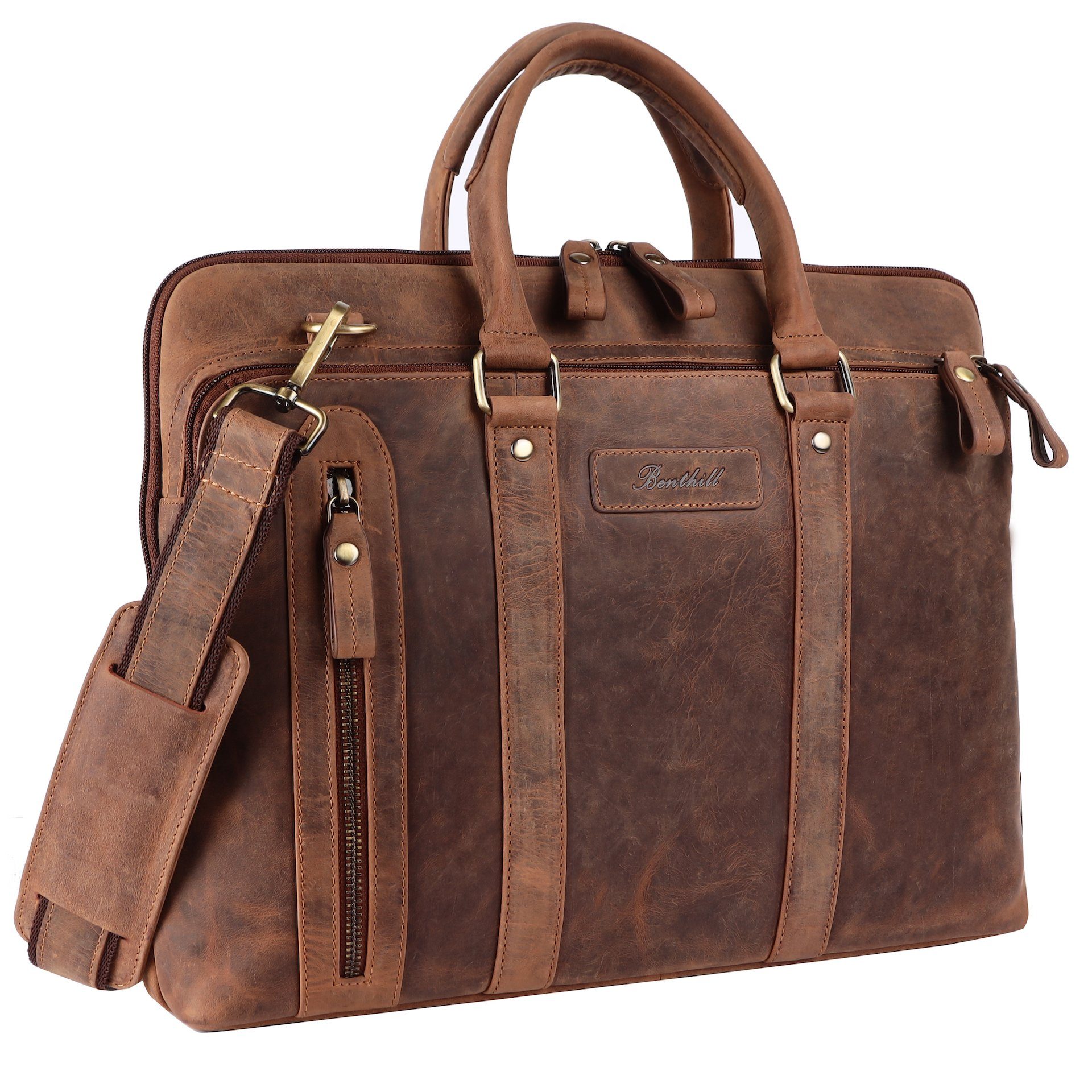 Benthill Aktentasche Echt Leder Laptoptasche Notebooktasche Umhängetasche L günstig online kaufen