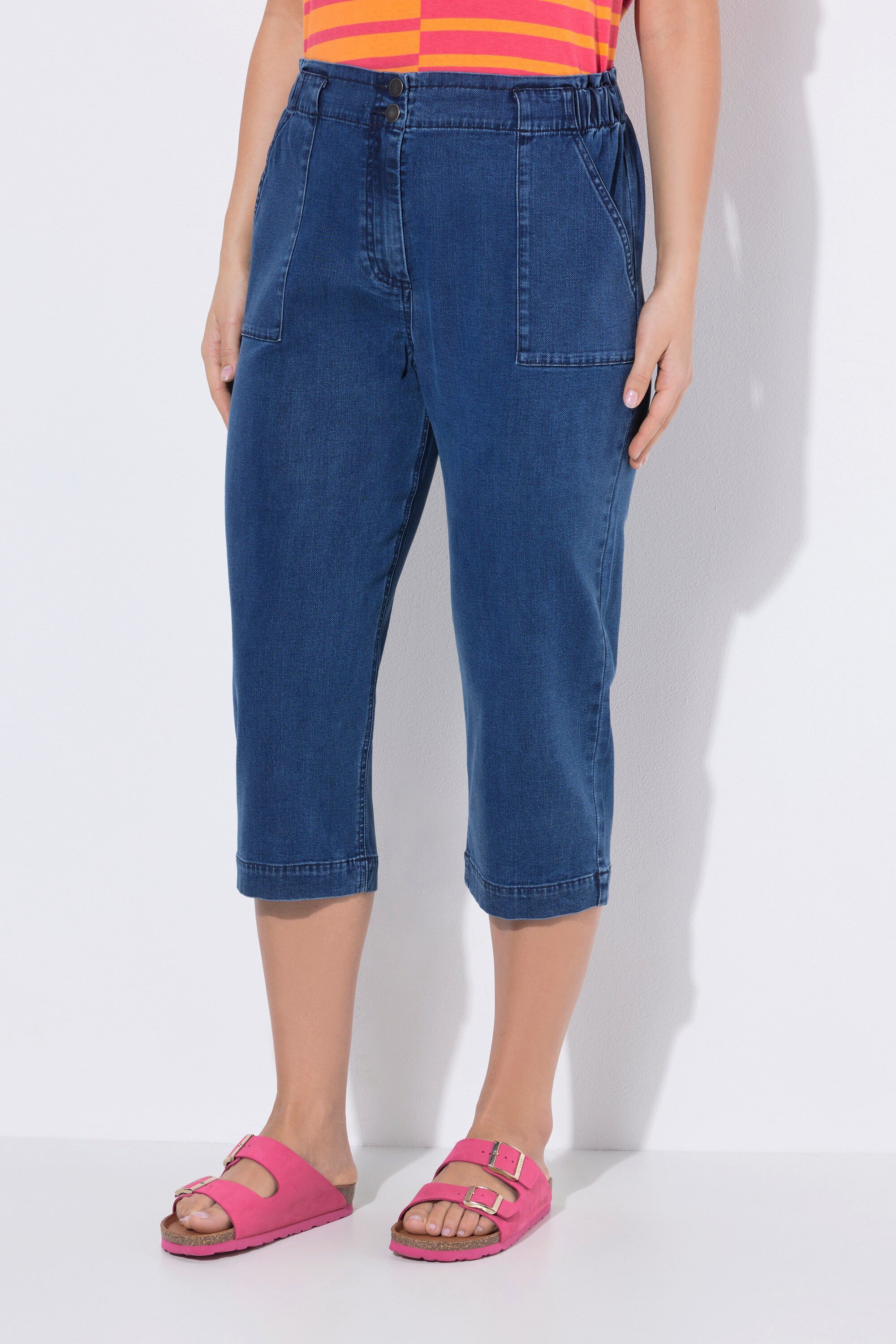 Ulla Popken 5-Pocket-Jeans Lyocell-3/4-Hose Rose