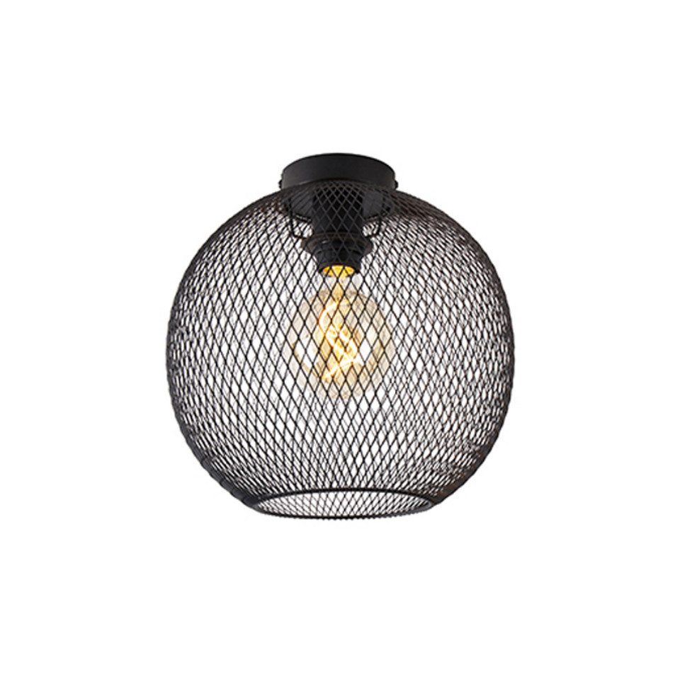Qazqa Deckenleuchte Mesh_ball, ohne Leuchtmittel, E27, Schwarz, Modern, Stahl, 1-flammig