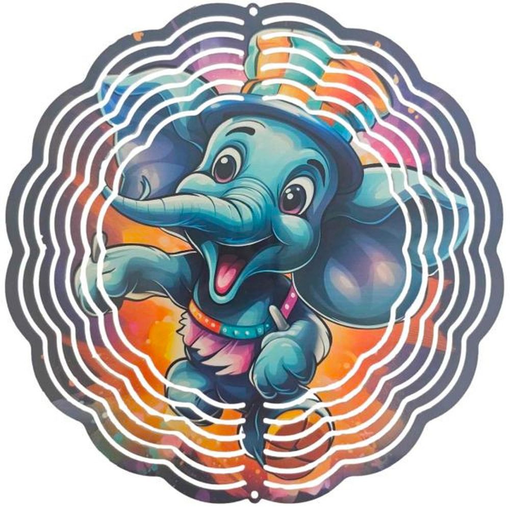 Ladreas Windspiel Edelstahl 3D Windspiel Windspinner 20cm Elefant Comic WI253