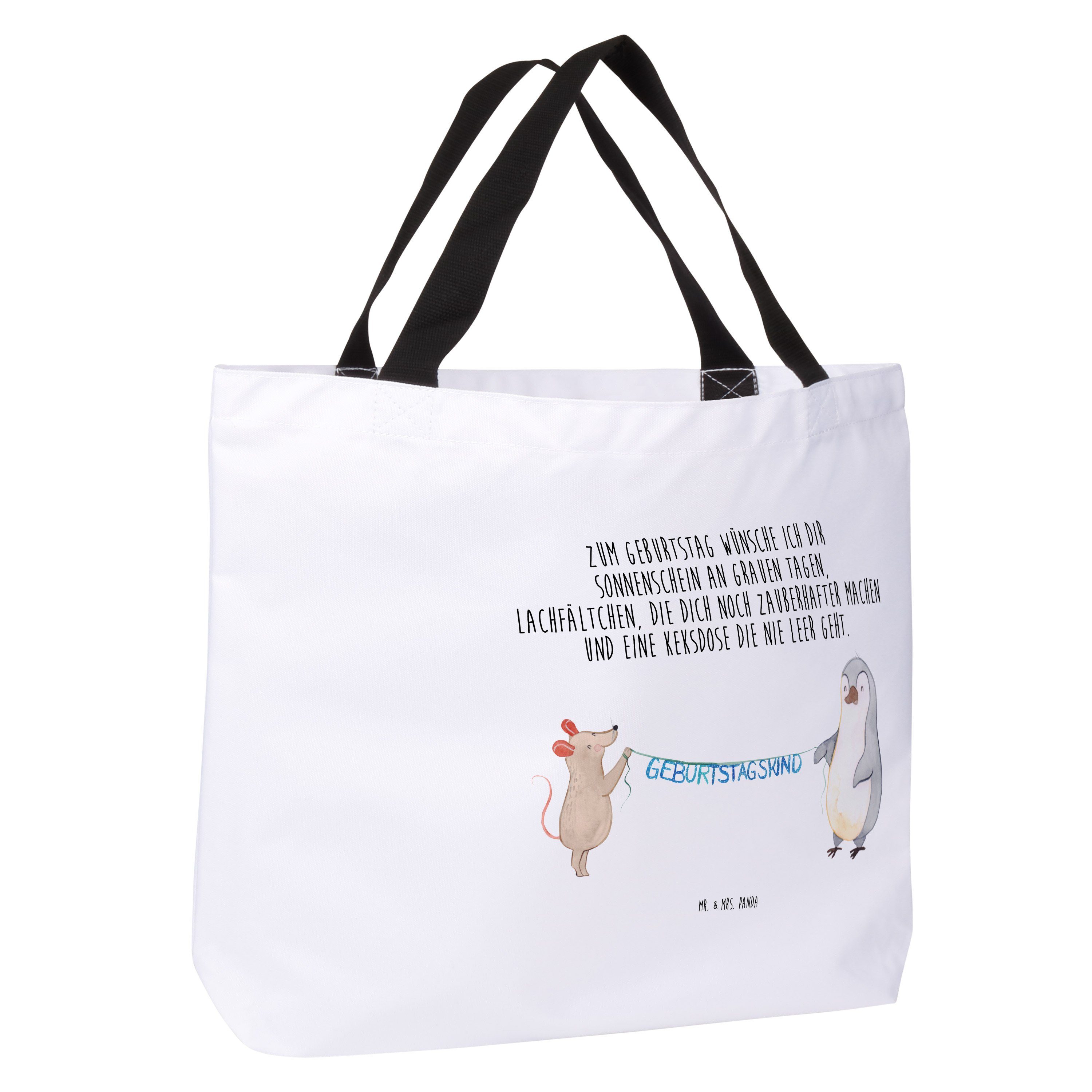 Mr. & Mrs. Panda Shopper - Weiß Geburtstag Glückwunsch, Pinguin Maus Herzlichen Ge Geschenk, - (1-tlg)