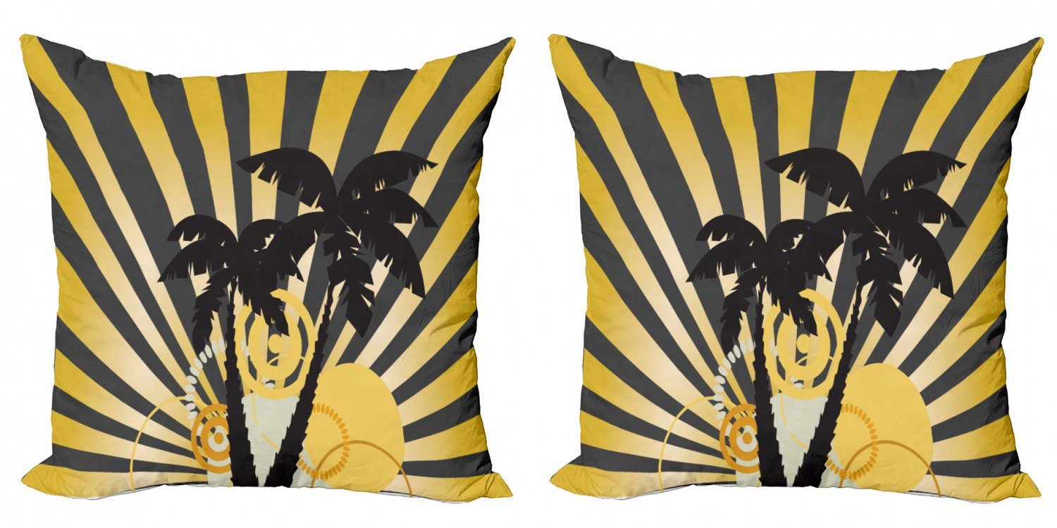 Doppelseitiger Palmen Sunburst (2 Abakuhaus Moderne Kissenbezüge Accent Modern Stück), Digitaldruck,