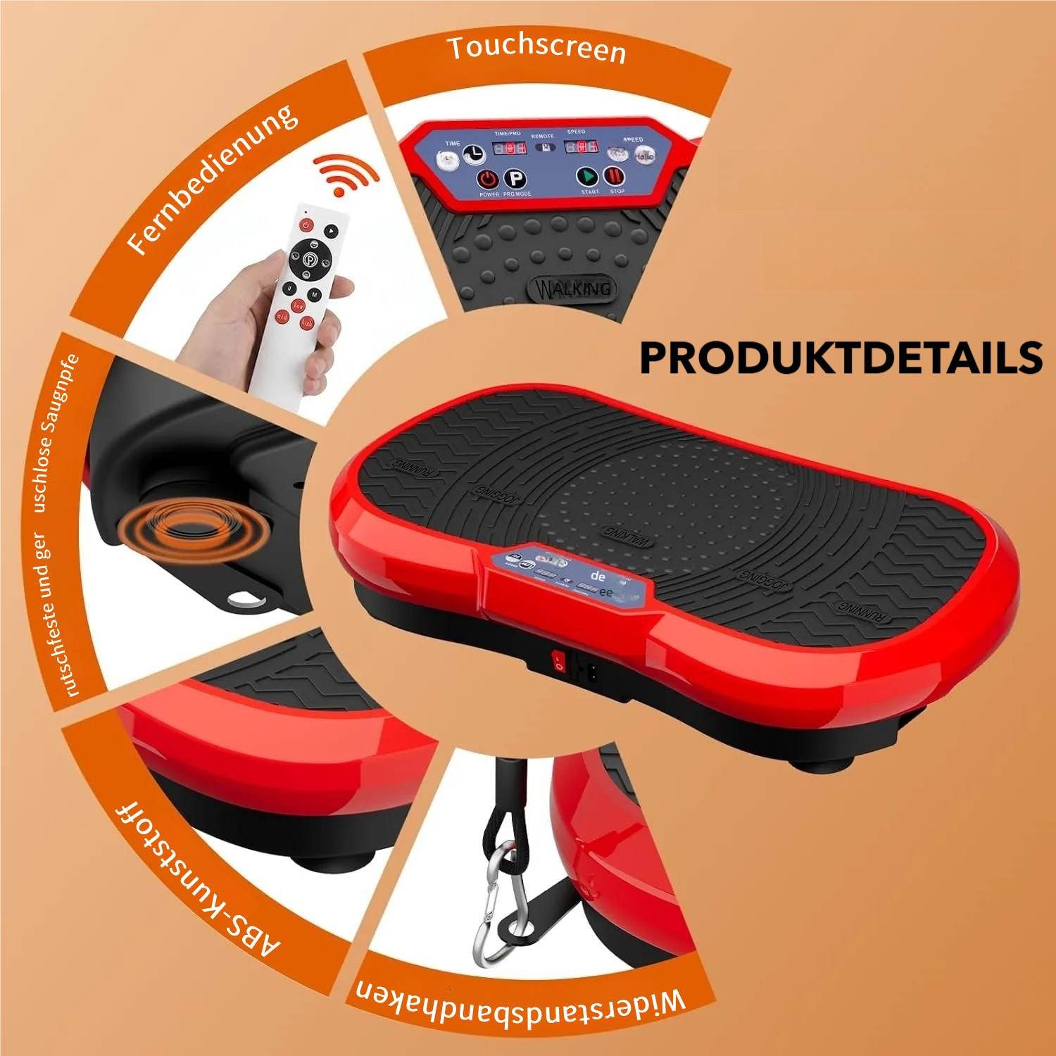 TLGREEN Vibrationsplatte Größe 68x38x14/59x34x13cm,Bis 120KG, 200,00 W, 120 Intensitätsstufen, (mit Trainingsbandern, Ganzkörpertraining zu Hause), Ultra leisem Motor, Fernbedienung, Seitliche Transporträder