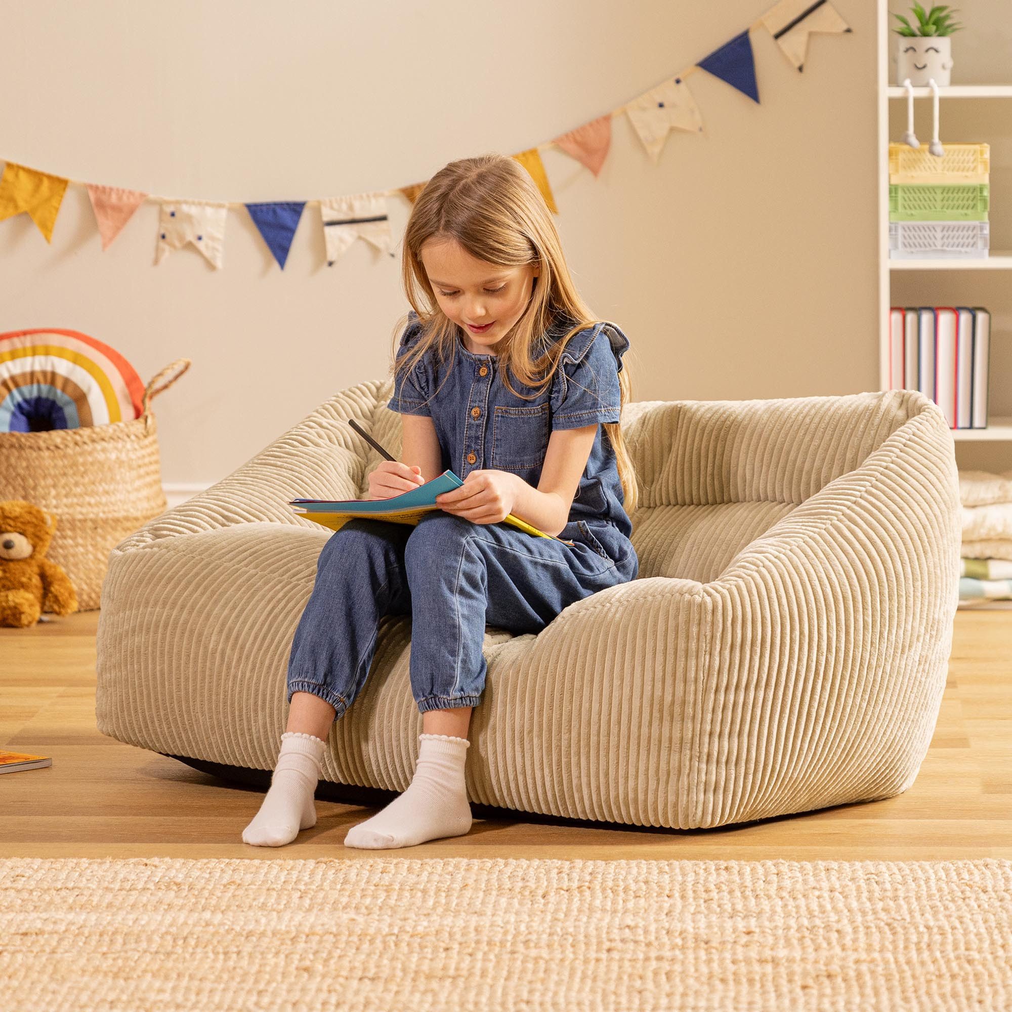 icon Sitzsack Sofa für Kinder aus Cord mit Füllung, Made in Germany, für Kinderzimmer, flauschig