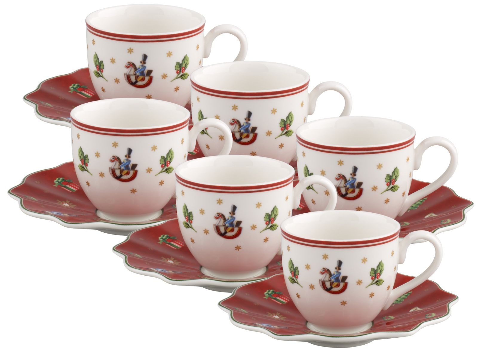 Villeroy & Boch Geschirr-Set Toy's Delight Mokka-/Espressotasse mit Untertasse 0,1l Set6, Premium Porcelain