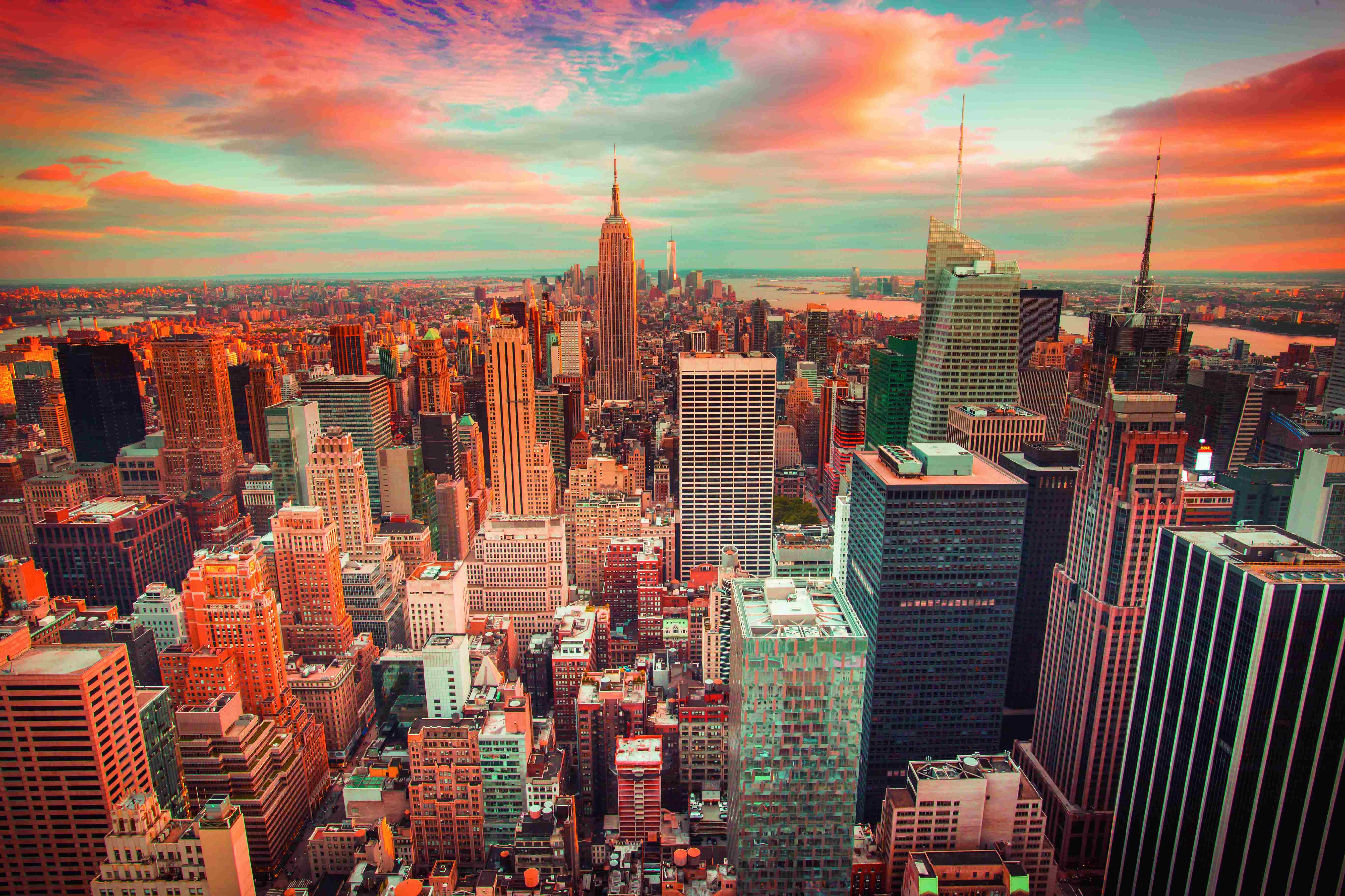 Papermoon Poster POSTER Nr.106 Midtown NYC, 61 X 91,5 CM, (USA Himmel Hochhäuser Gebäude Architektur City Stadt Querformat), genormte Postergröße für Rahmen, Bild Dekoration Wanddeko Motiv Tapete