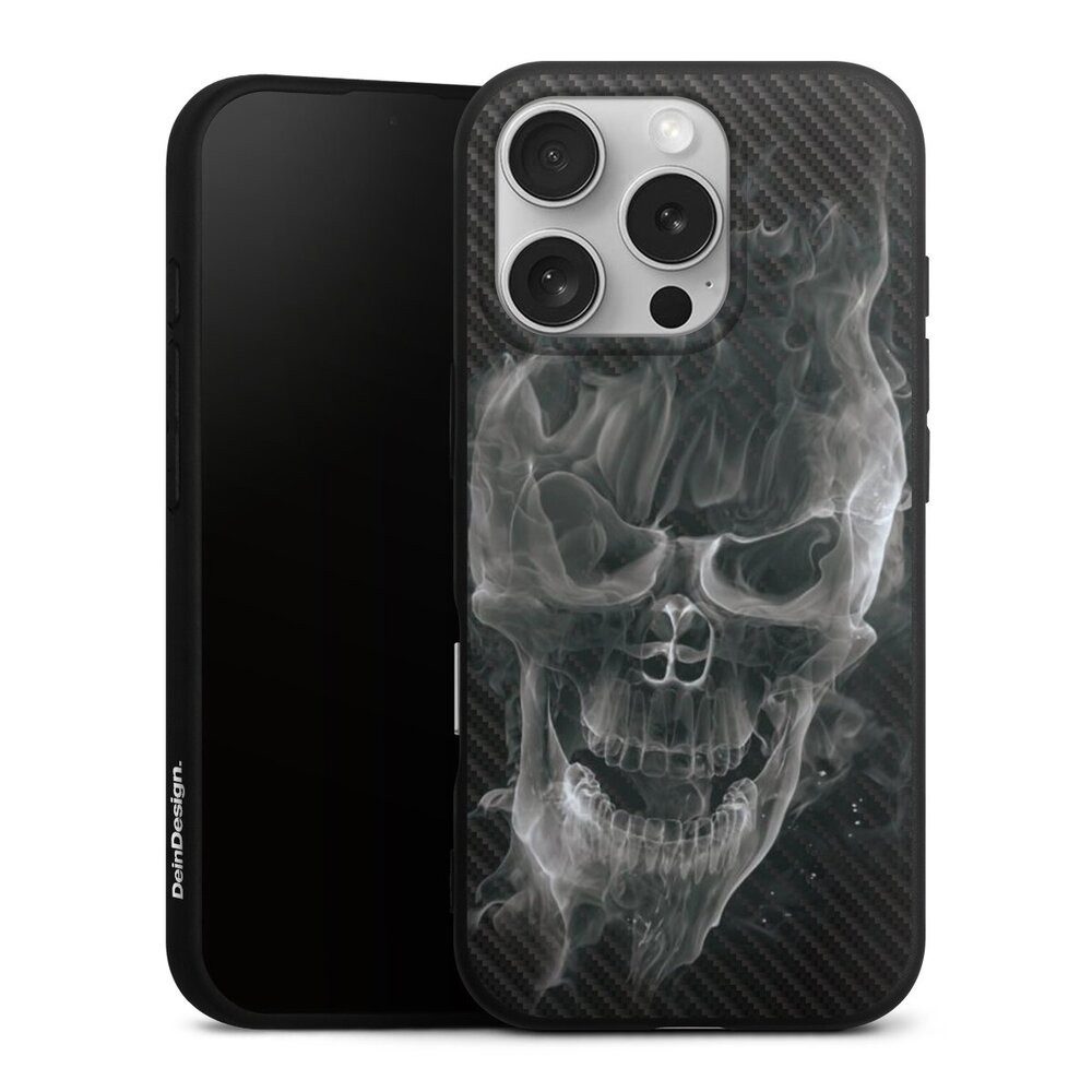 Handyhülle Totenkopf Schädel Carbon Smoke Skull Carbon