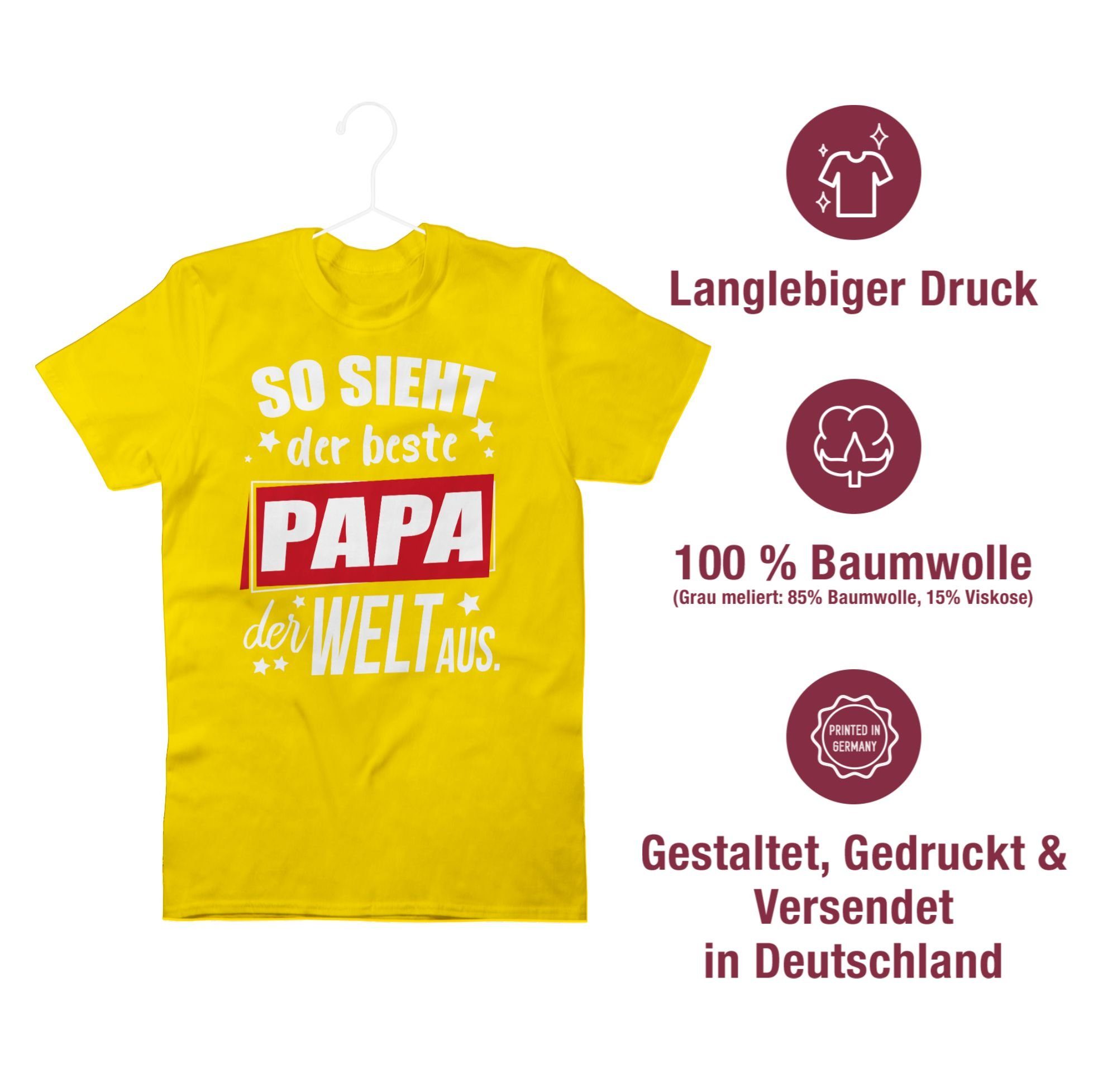 T-Shirt aus. Welt Geschenk 3 der Sterne für sieht Gelb Shirtracer der beste Papa Vatertag Papa So