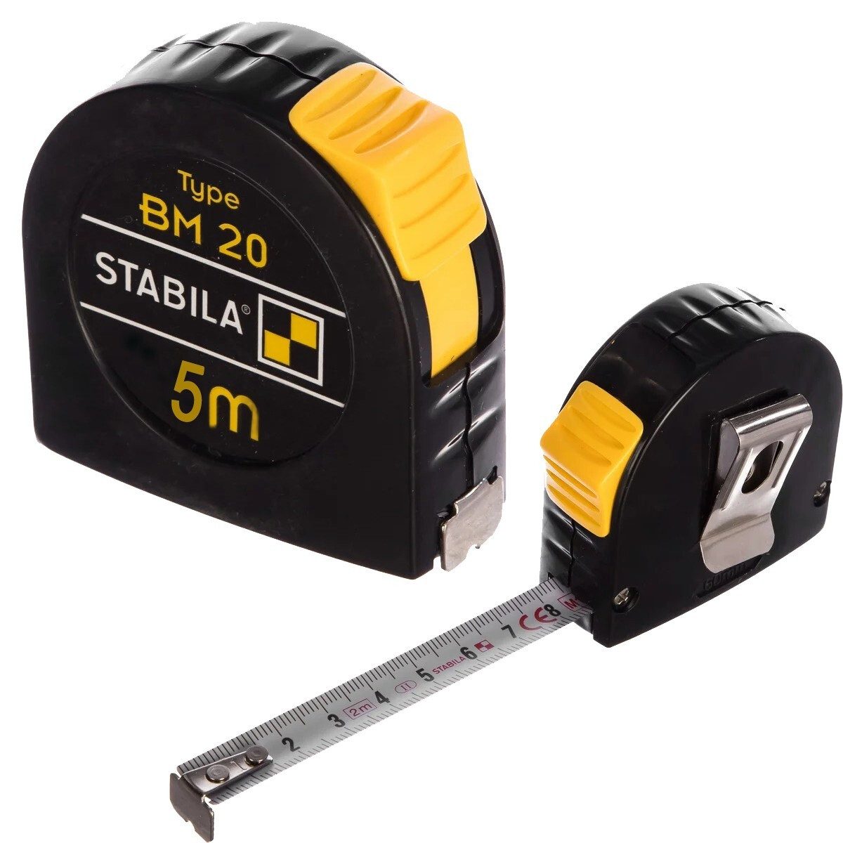 Stabila Maßband Taschenbandmaß BM20 5m Maßband Messband Polyamid Handliches Bandmaß, Rollbandmaß Rollmaßband Handmaßband Messwerkzeug Baumaß