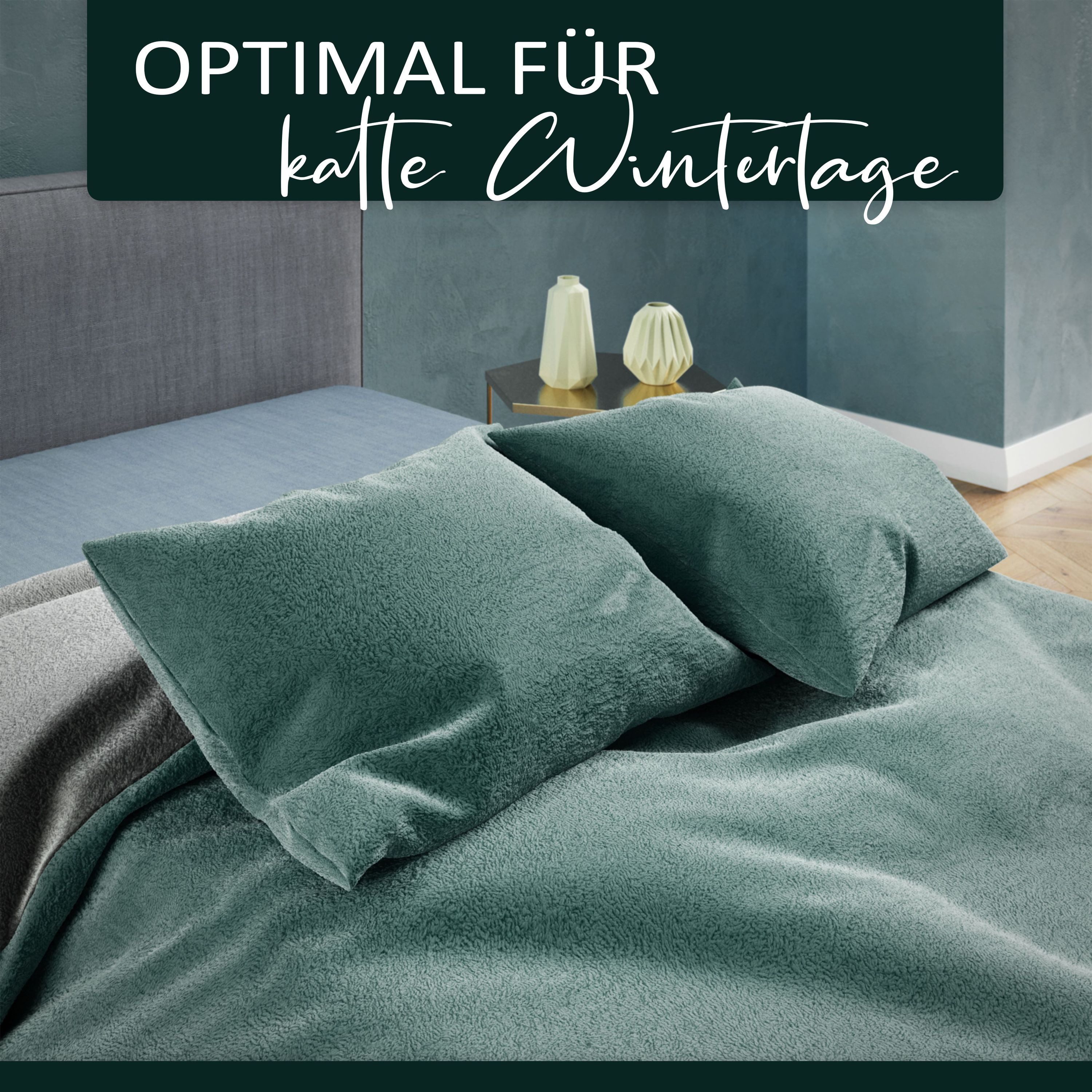 Leonado Vicenti Bettwäsche Winter Teddy Plüsch, Fleece, 3 teilig, Flauschig warmes Cashmere Touch, Einfarbig – Bild 4 von 5