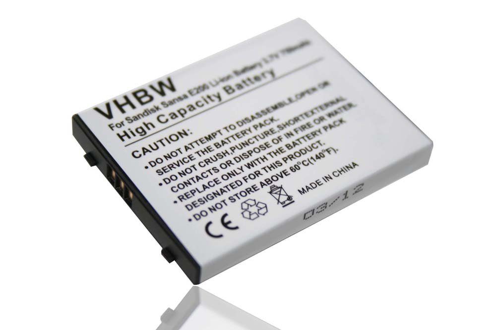 vhbw kompatibel mit SanDisk Sansa E270, E260, E280, E250, E200 Akku Li-Ion 750 mAh (3,7 V)