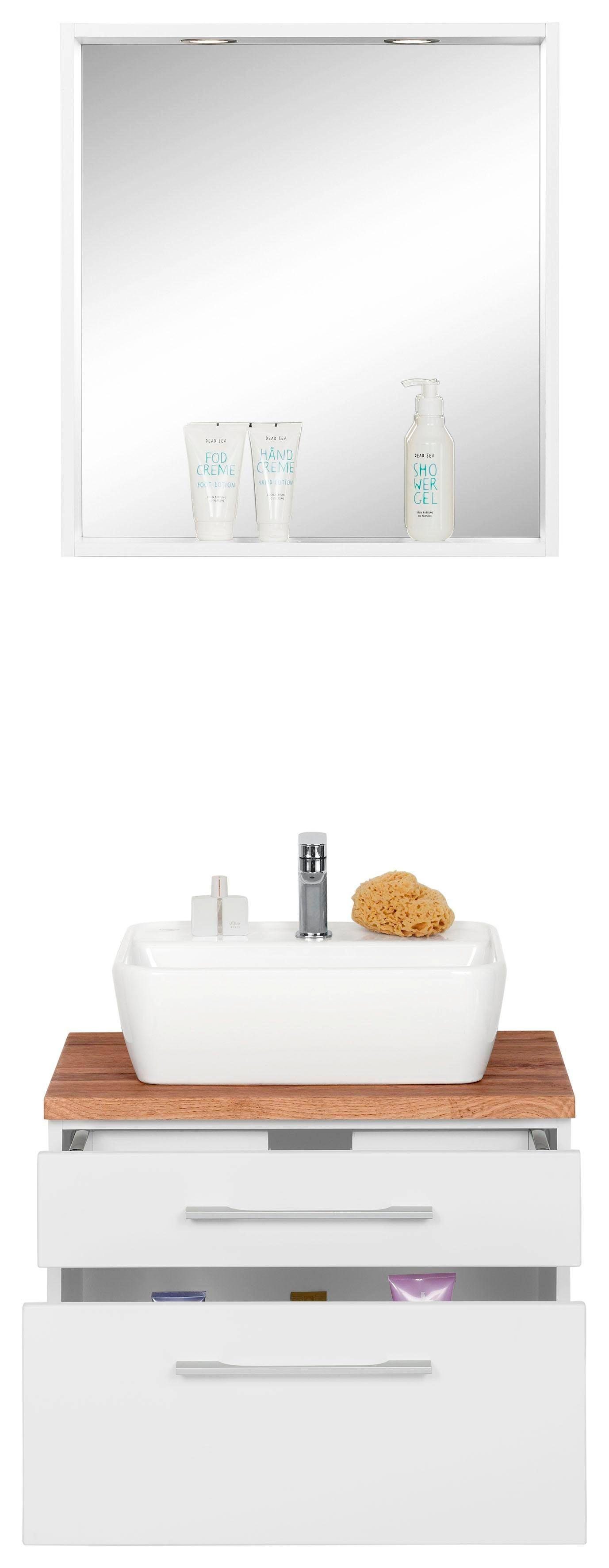 welltime Badmöbel-Set Davos, (2-St), mit rechteckigem Waschbecken